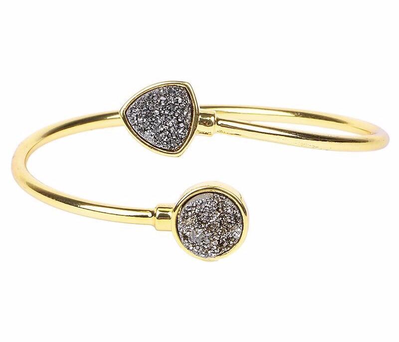 Sparkling Druzy Adjustable Bangle with 24K gold plated band, showcasing a vibrant druzy stone.