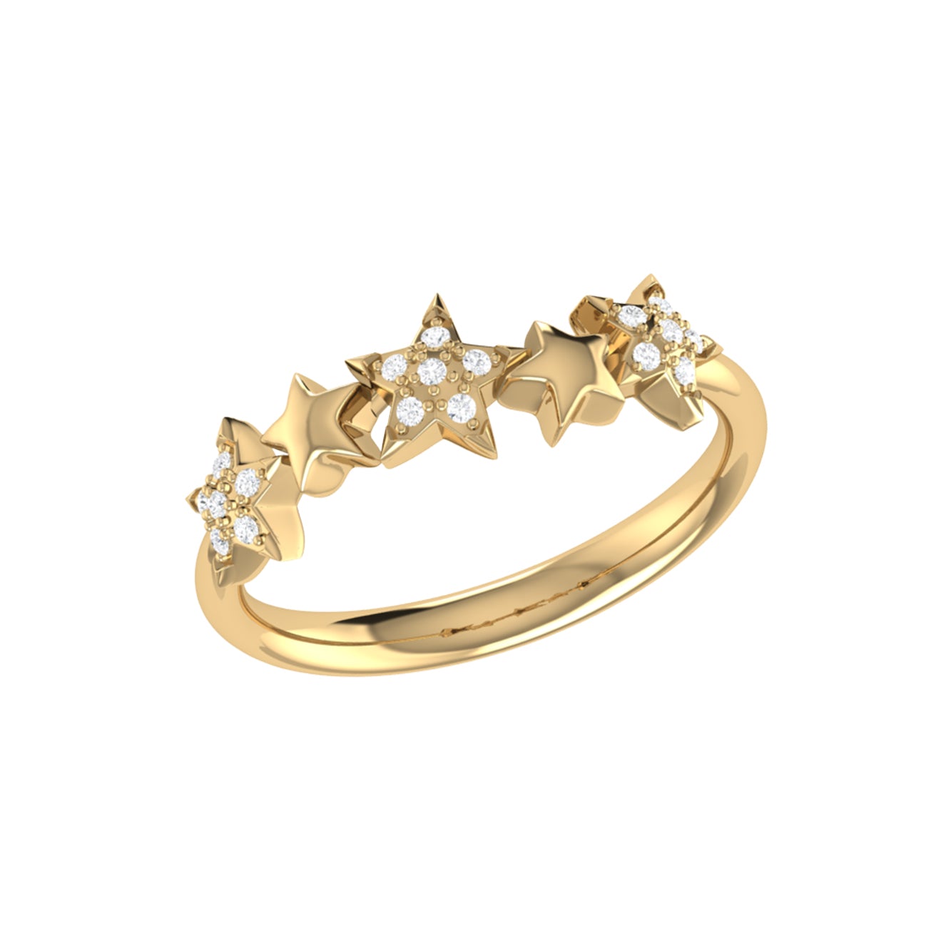 Sparkling Starry Lane Diamond Ring in 14K Yellow Gold Vermeil featuring micro pave set diamonds on a sterling silver band.