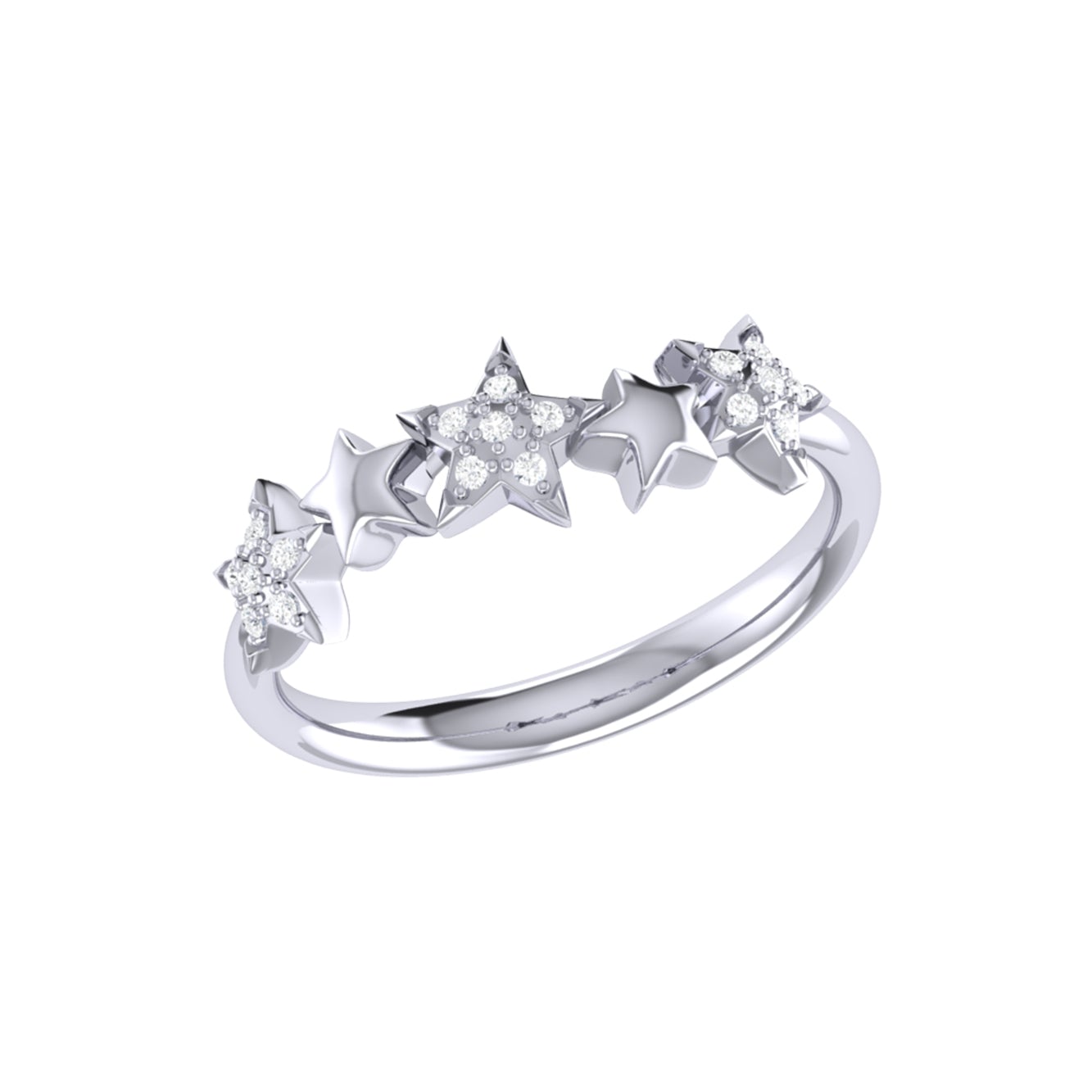 Sparkling Starry Lane Diamond Ring in Sterling Silver featuring micro pave set diamonds and a custom fit design.