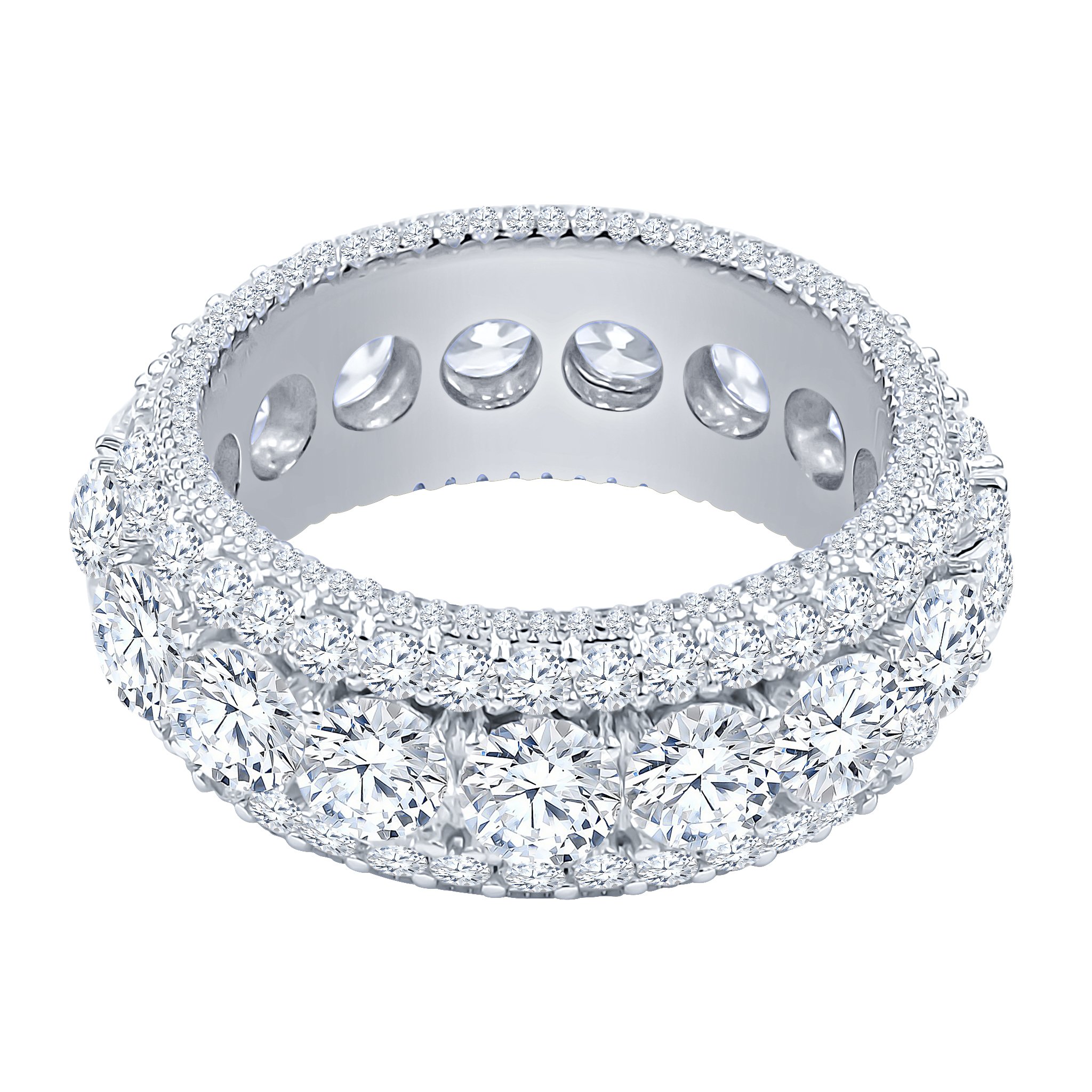 Diamond-encrusted silver band ring.