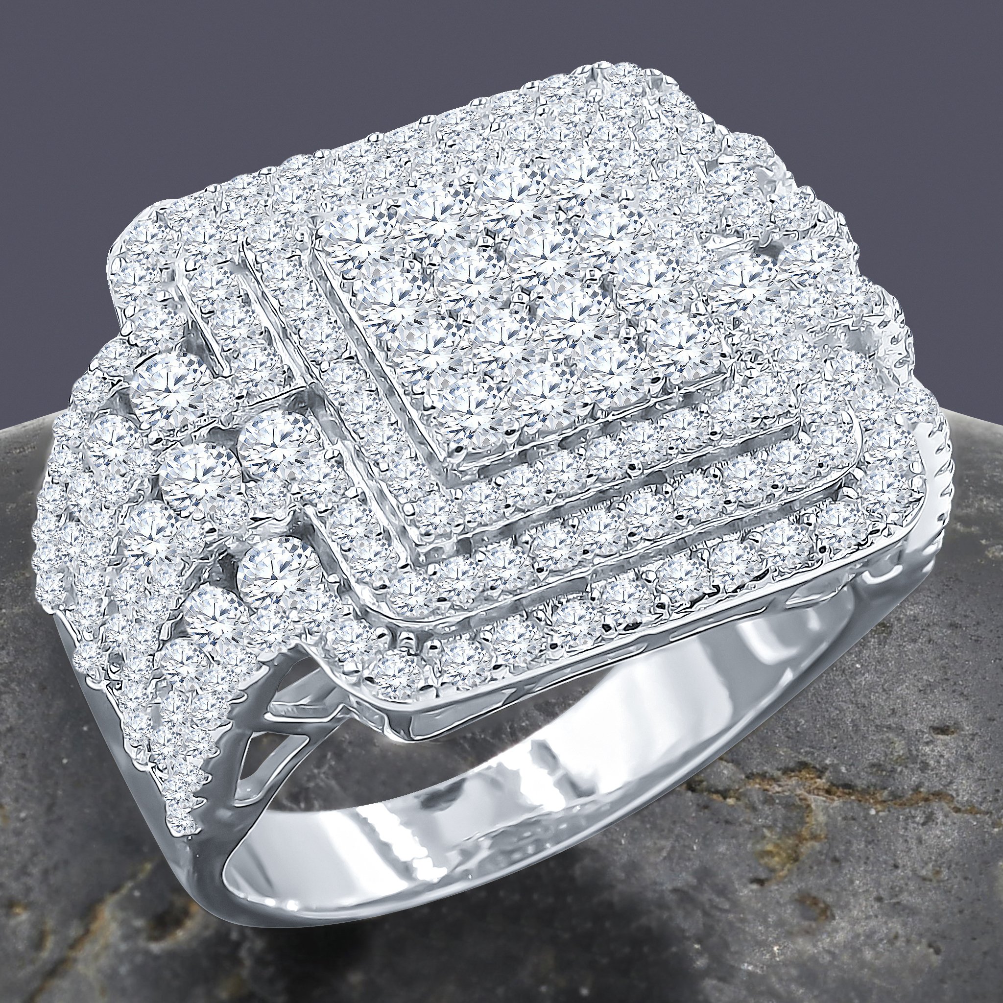 SPENDOUR Silver Ring featuring intricate cubic zircon stones set in 925 sterling silver, showcasing a modern and elegant design.