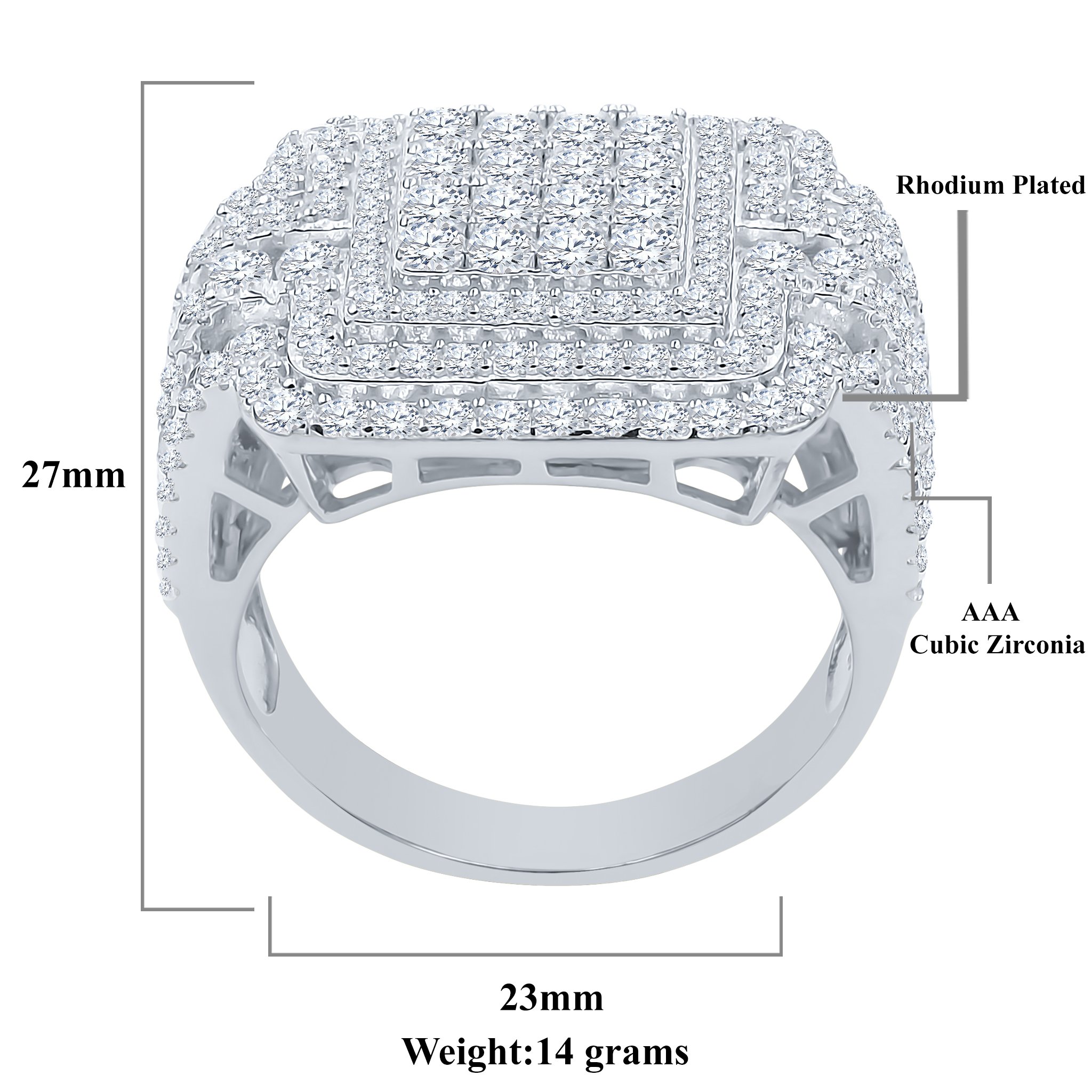 SPENDOUR Silver Ring featuring intricate cubic zircon stones set in 925 sterling silver, showcasing a modern and elegant design.