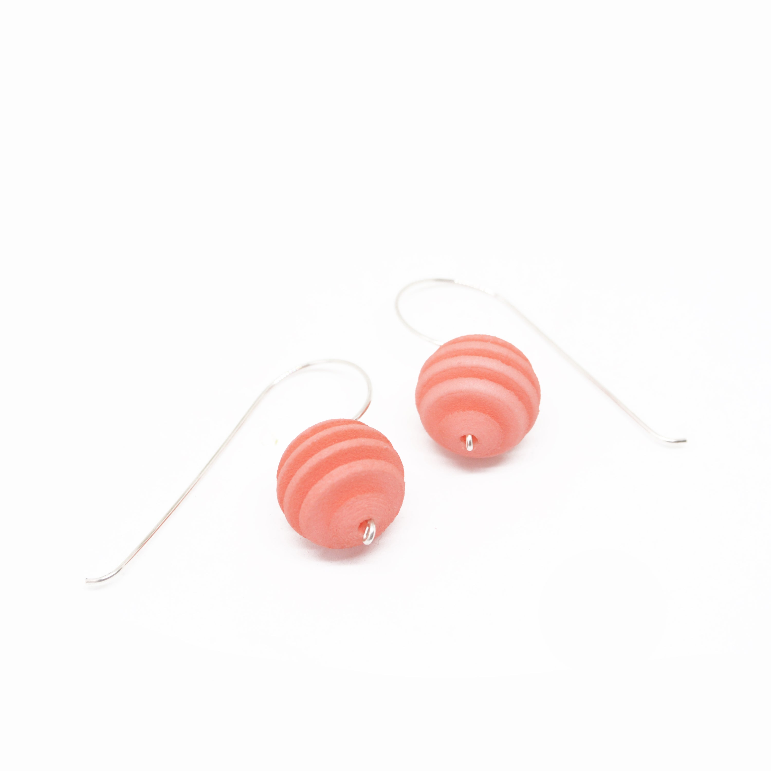 Sphere Earrings featuring an Optical design with Sterling Silver hooks, showcasing a modern twist on classic pearl earrings.