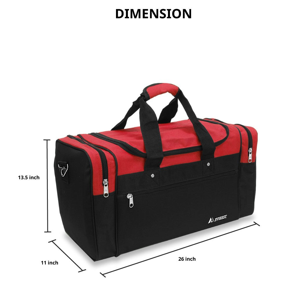 Large Sports Duffel bag in a sporty two-tone design with adjustable shoulder strap and multiple compartments.