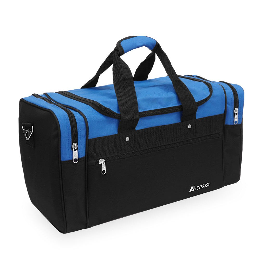 Large Sports Duffel bag in a sporty two-tone design with adjustable shoulder strap and multiple compartments.