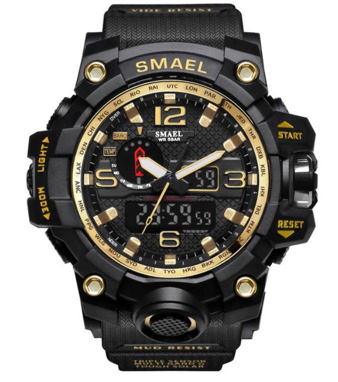 Stylish Sports-3ATM-510018 watch featuring a black and gold design, perfect for sports and casual wear.