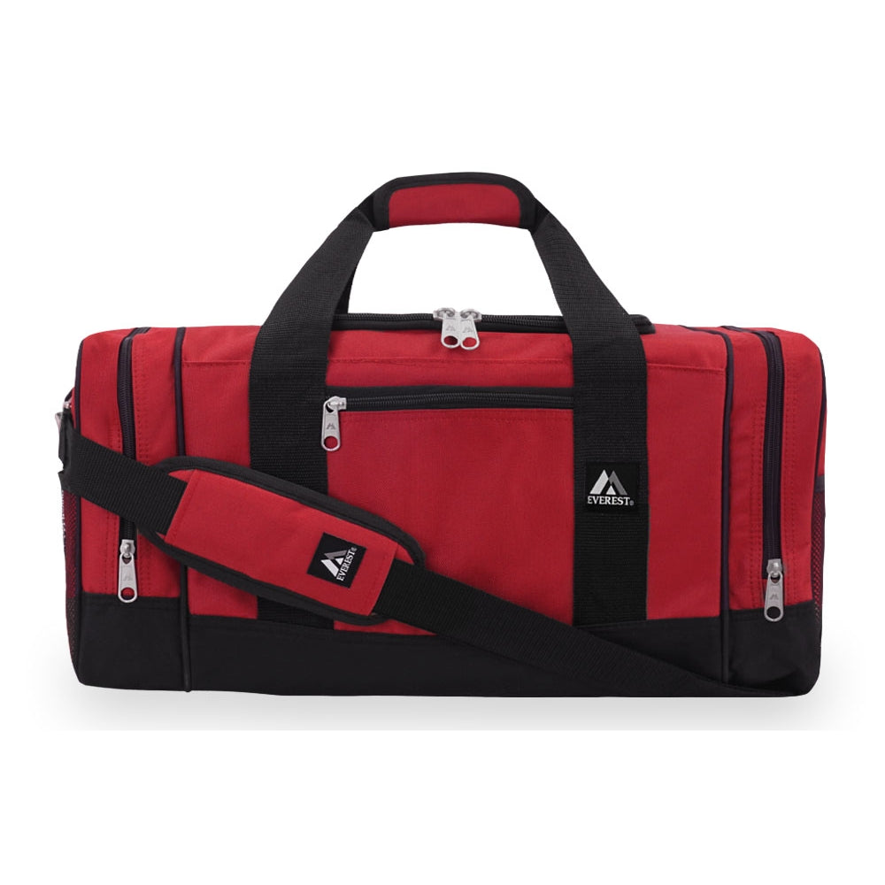 Sporty Gear Duffel Bag in black with spacious compartments and padded shoulder straps, ideal for sports and travel.