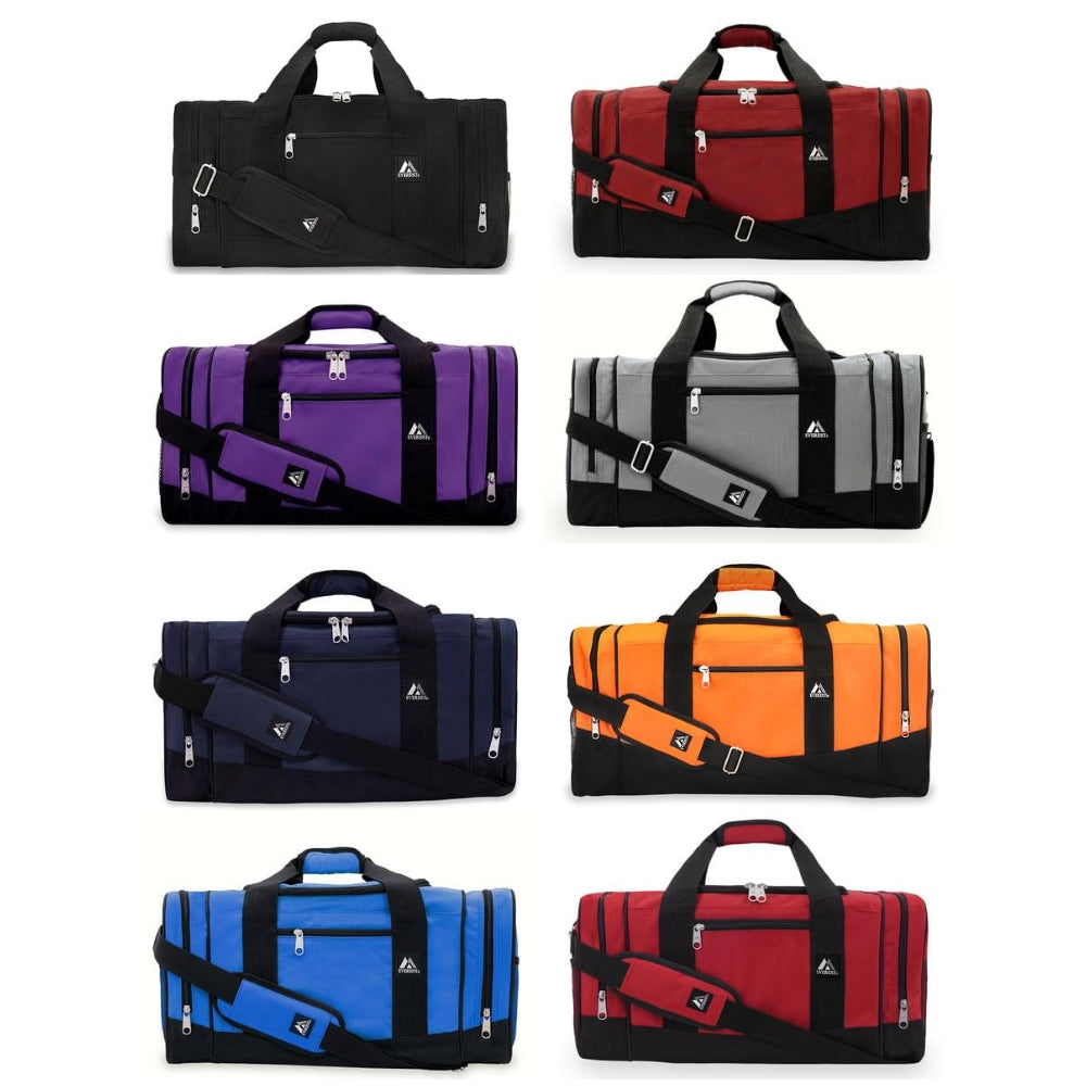 Sporty Gear Duffel Bag featuring spacious compartments and padded shoulder straps, made from durable 600D polyester.