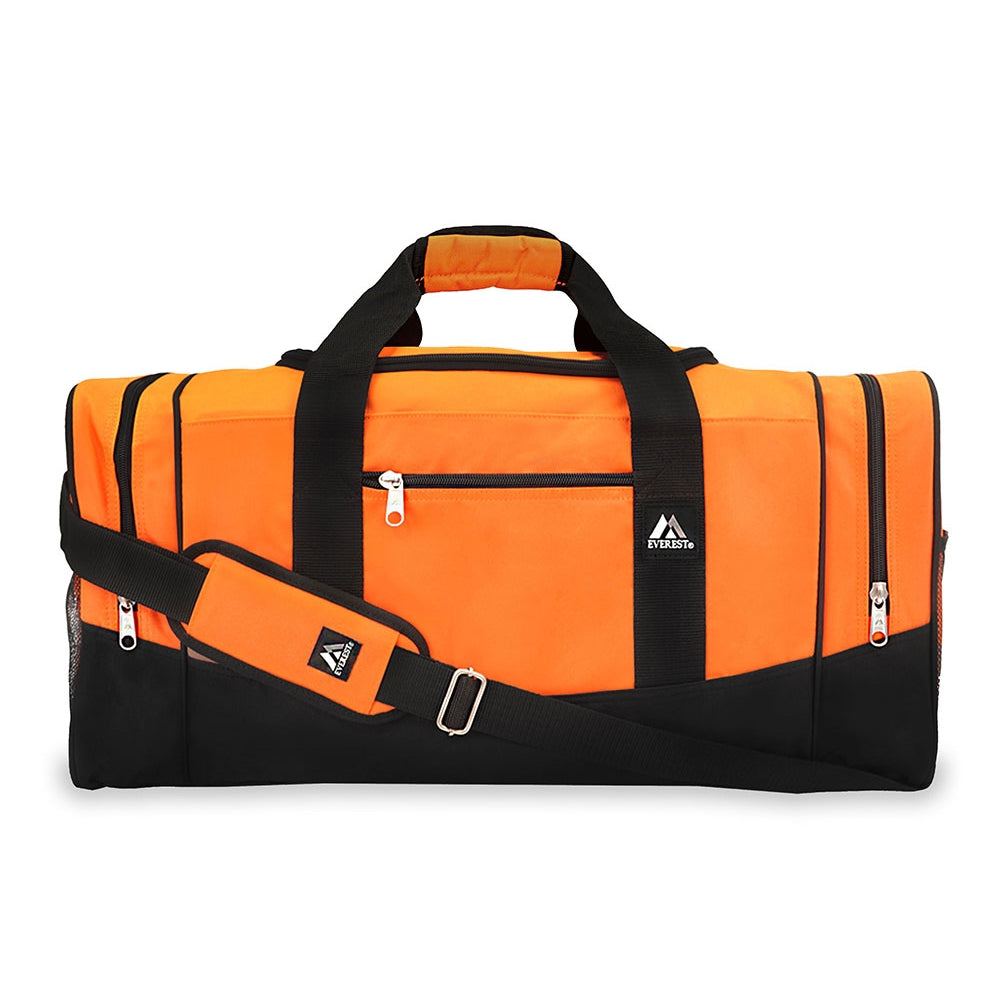 Sporty Gear Duffel Bag featuring spacious compartments and padded shoulder straps, made from durable 600D polyester.