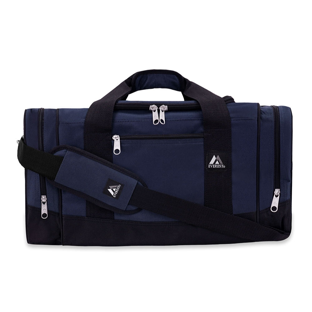 Sporty Gear Duffel Bag featuring spacious compartments and padded shoulder straps, made from durable 600D polyester.