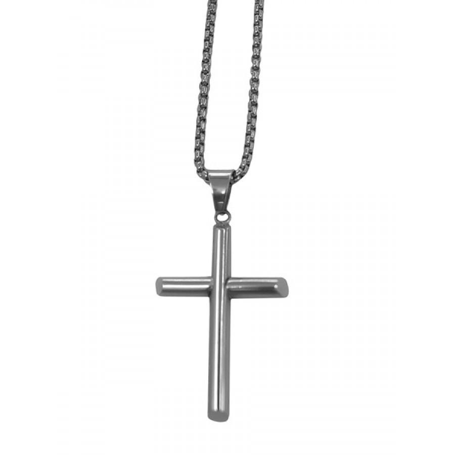 A stylish stainless steel chain featuring a unique charm, showcasing its elegant design and durable material.