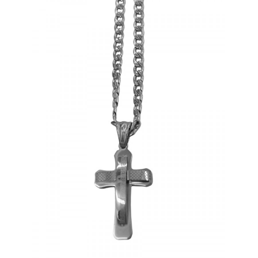 A stylish stainless steel chain featuring an elegant charm, showcasing its sleek design and durability.