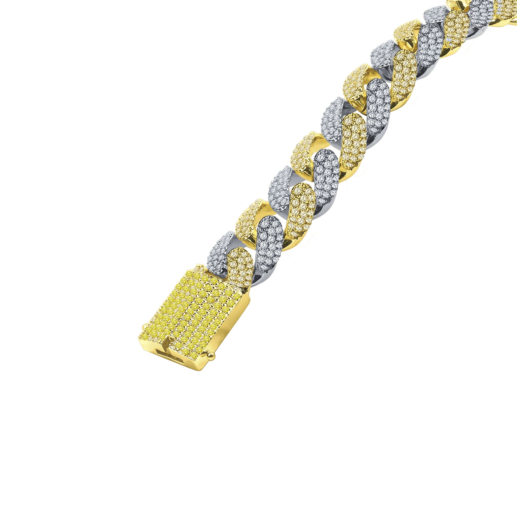 A luxurious STALLION Brass Bracelet featuring a solid cuban link design, adorned with sparkling cubic zirconia stones.