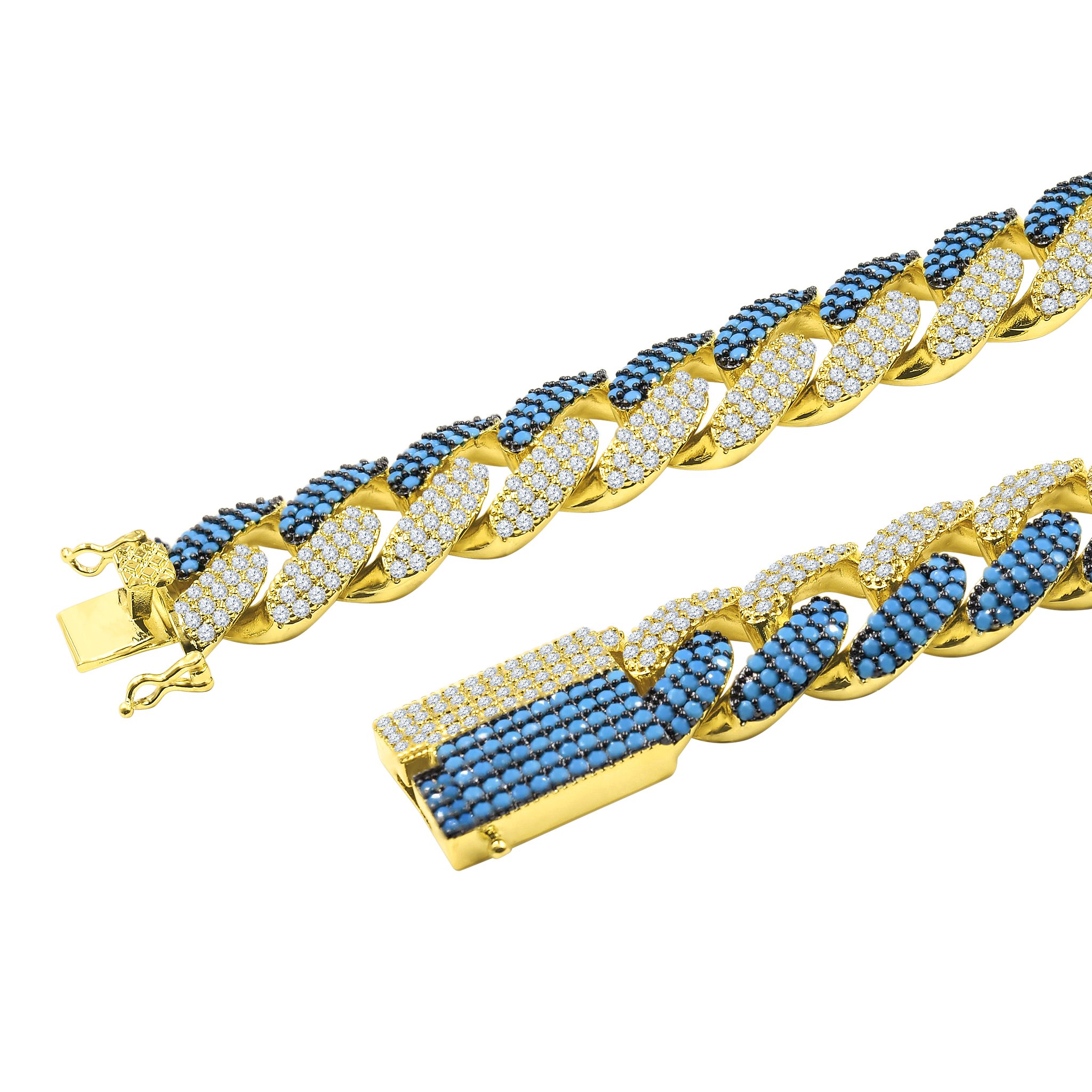 STALLION Brass Cuban chain featuring solid links and sparkling cubic zirconia, showcasing luxury and craftsmanship.