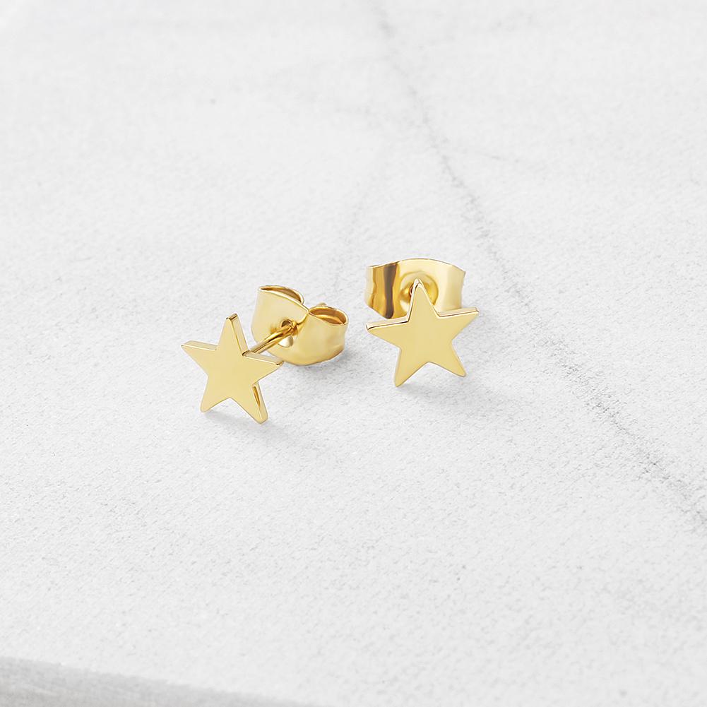 Elegant Star Stud Post Earrings made of surgical stainless steel with gold plating, showcasing a stylish star design.