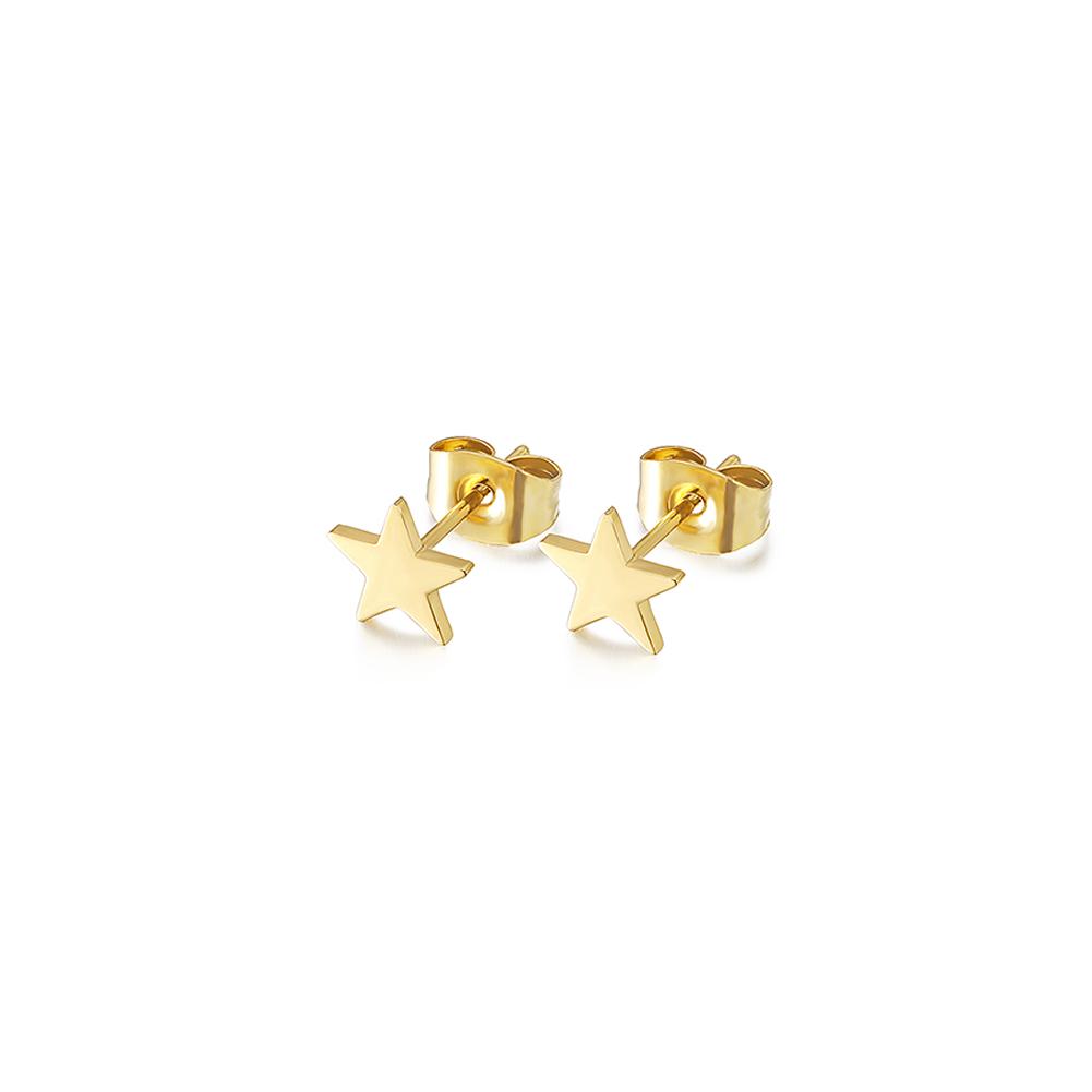 Elegant Star Stud Post Earrings made of surgical stainless steel with gold plating, showcasing a stylish star design.