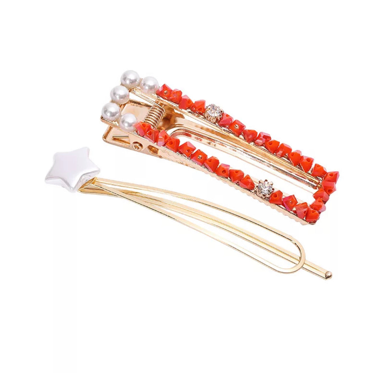 A vibrant Starburst Barrette Set featuring colorful barrettes that add sparkle to any hairstyle.