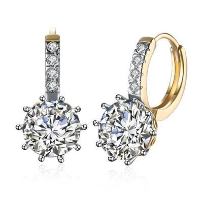 Elegant Starburst Elements Pav'e Leverback Earrings featuring certified crystals and 18K gold plating, designed for comfort and style.