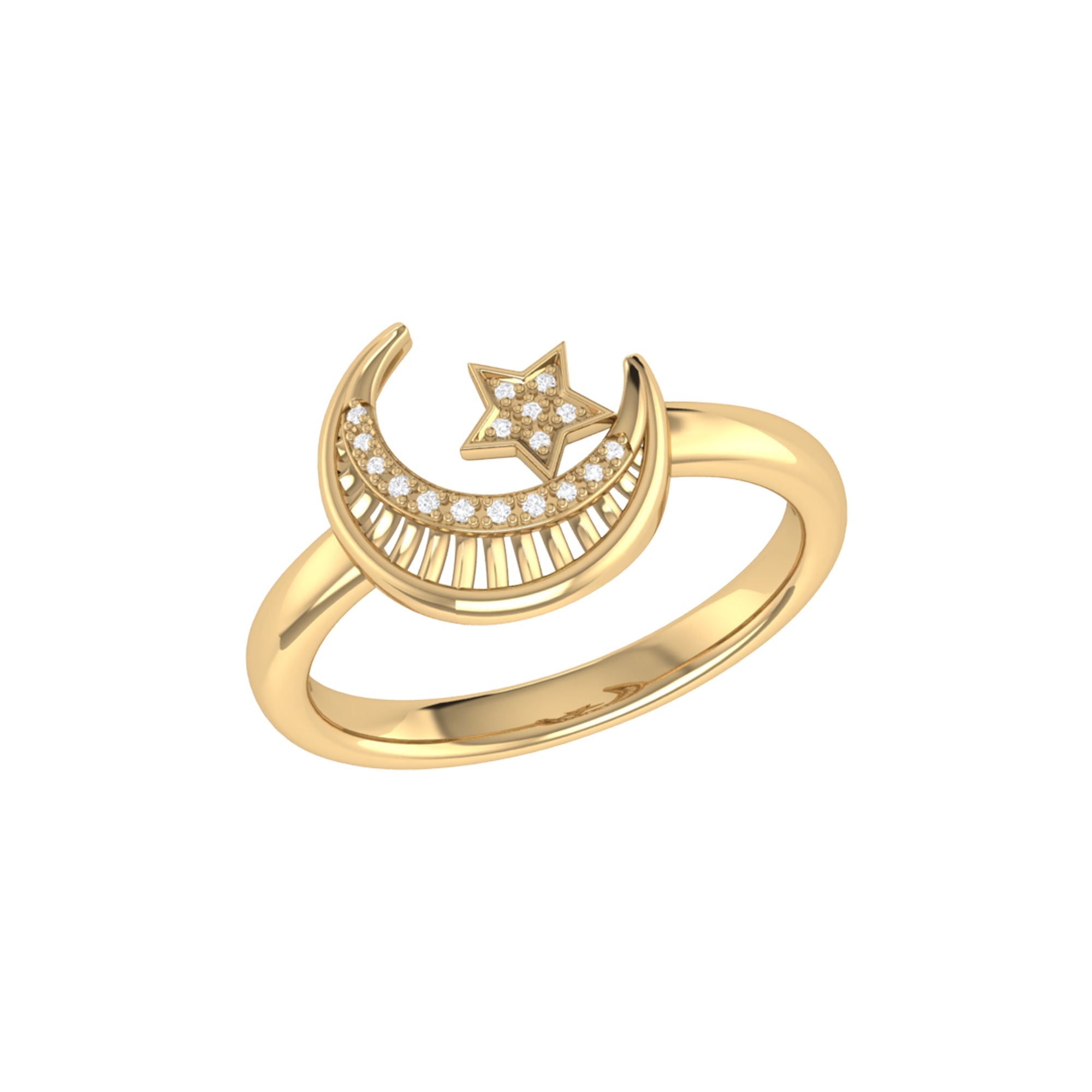 Starkissed Crescent Diamond Ring in 14K Yellow Gold Vermeil, featuring genuine diamonds and a sleek design.