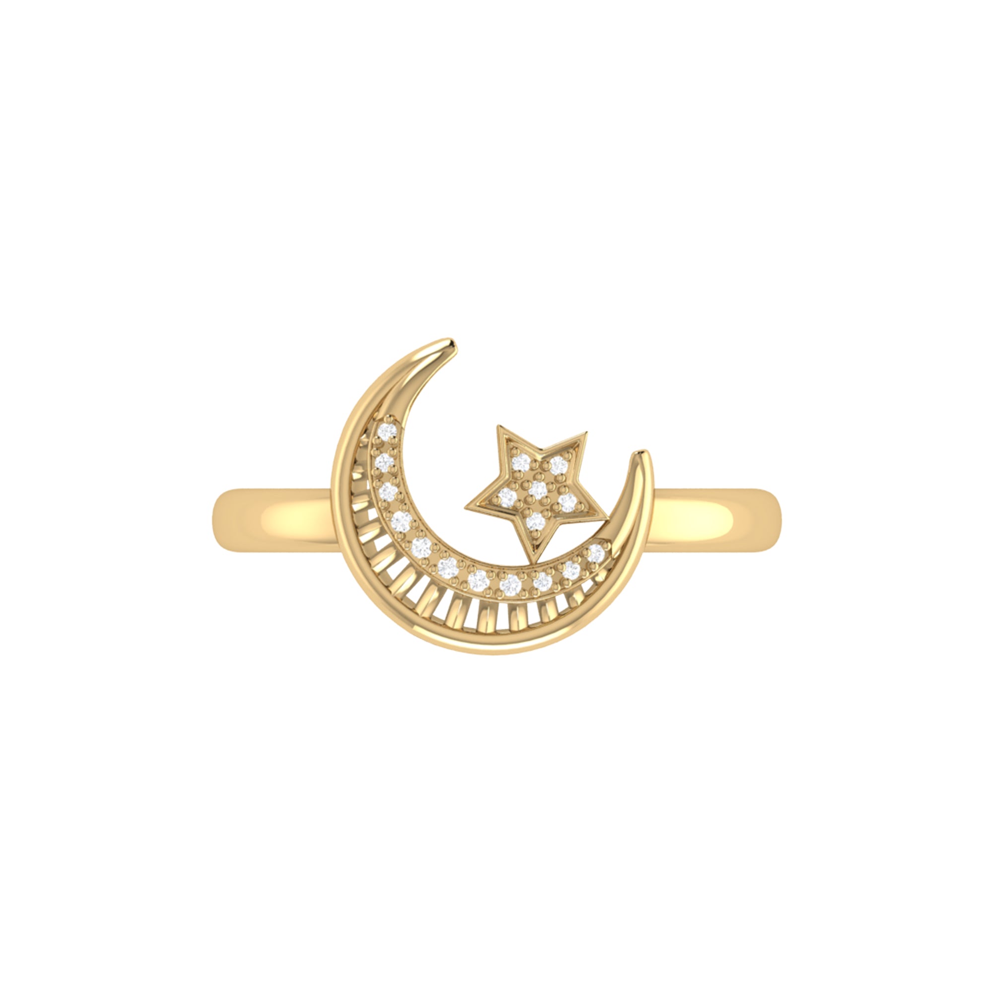 Starkissed Crescent Diamond Ring in 14K Yellow Gold Vermeil, featuring genuine diamonds and a sleek design.