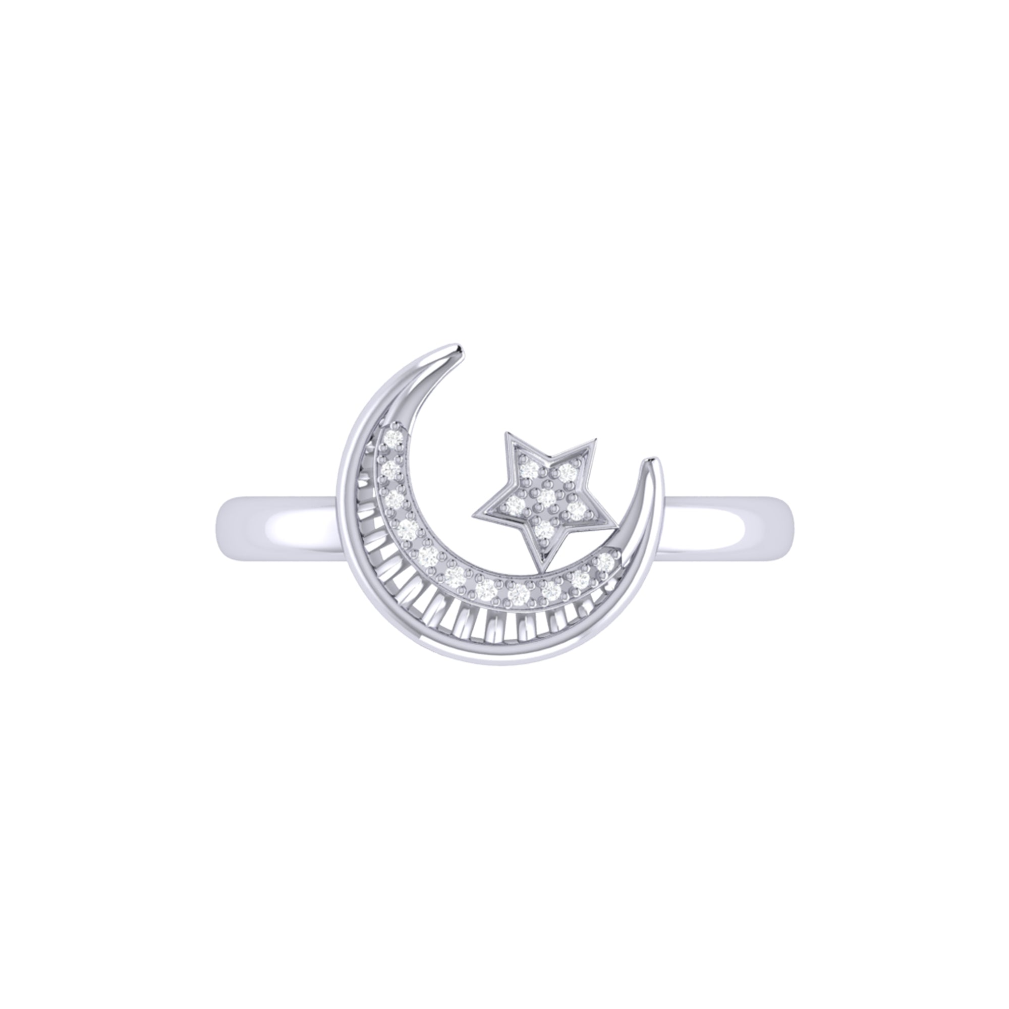 Starkissed Crescent Diamond Ring in Sterling Silver featuring genuine diamonds, elegantly crafted with a unique design.