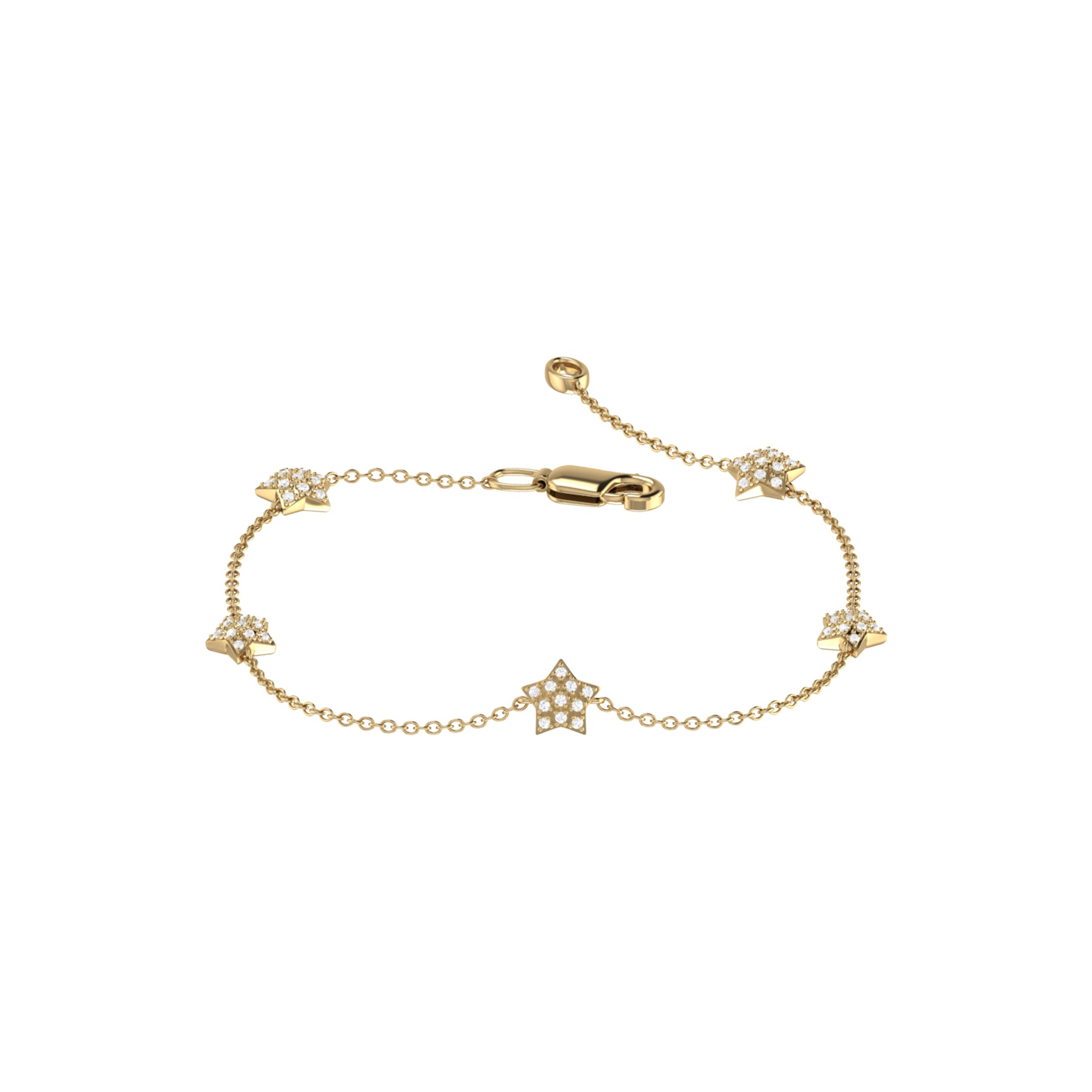 Starkissed Diamond Bracelet featuring genuine diamonds set in 14K Yellow Gold Vermeil on Sterling Silver, showcasing a dainty design with star collets.