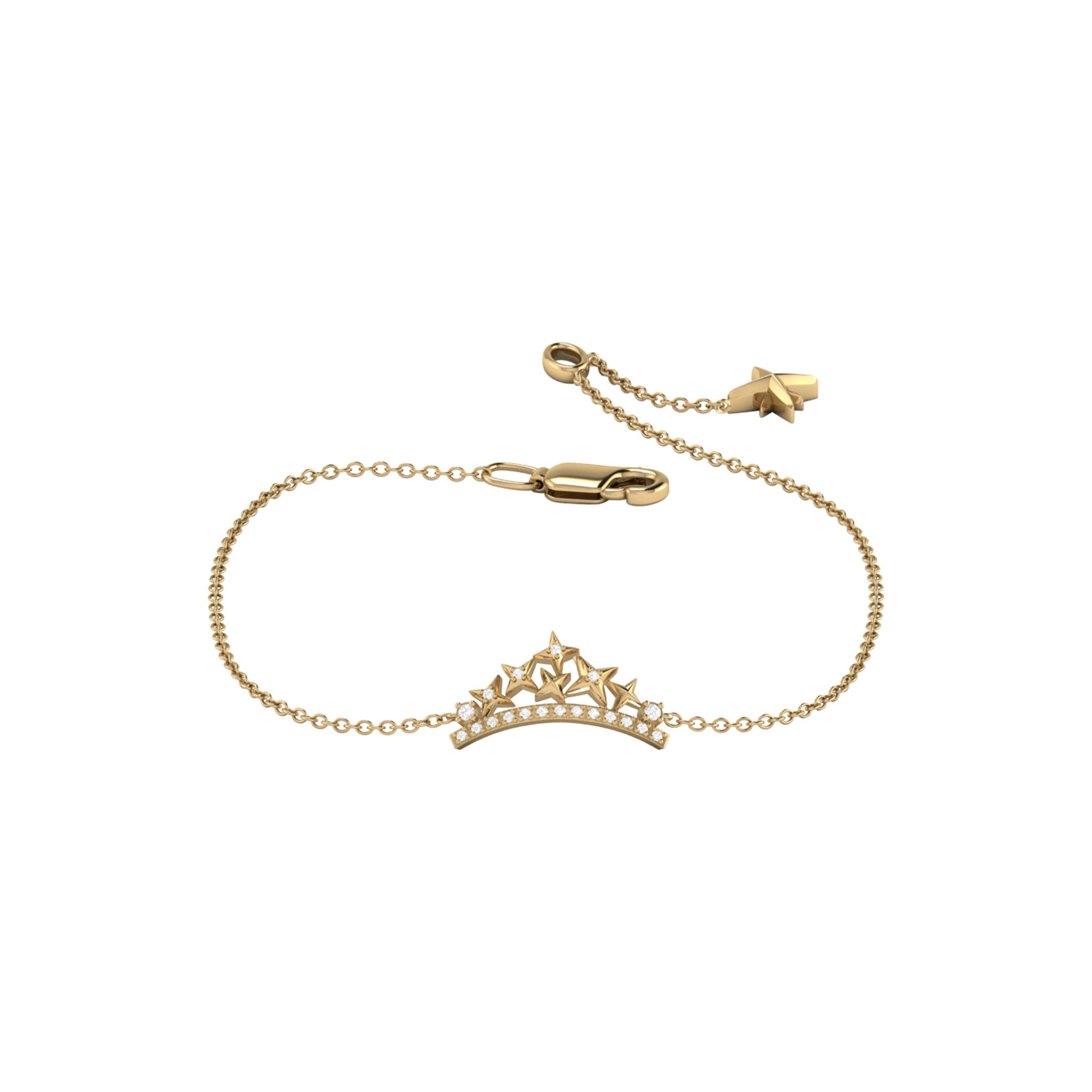 Elegant Starry Cascade Diamond Tiara Bracelet in 14K Yellow Gold Vermeil, featuring sparkling genuine diamonds set in a delicate design.