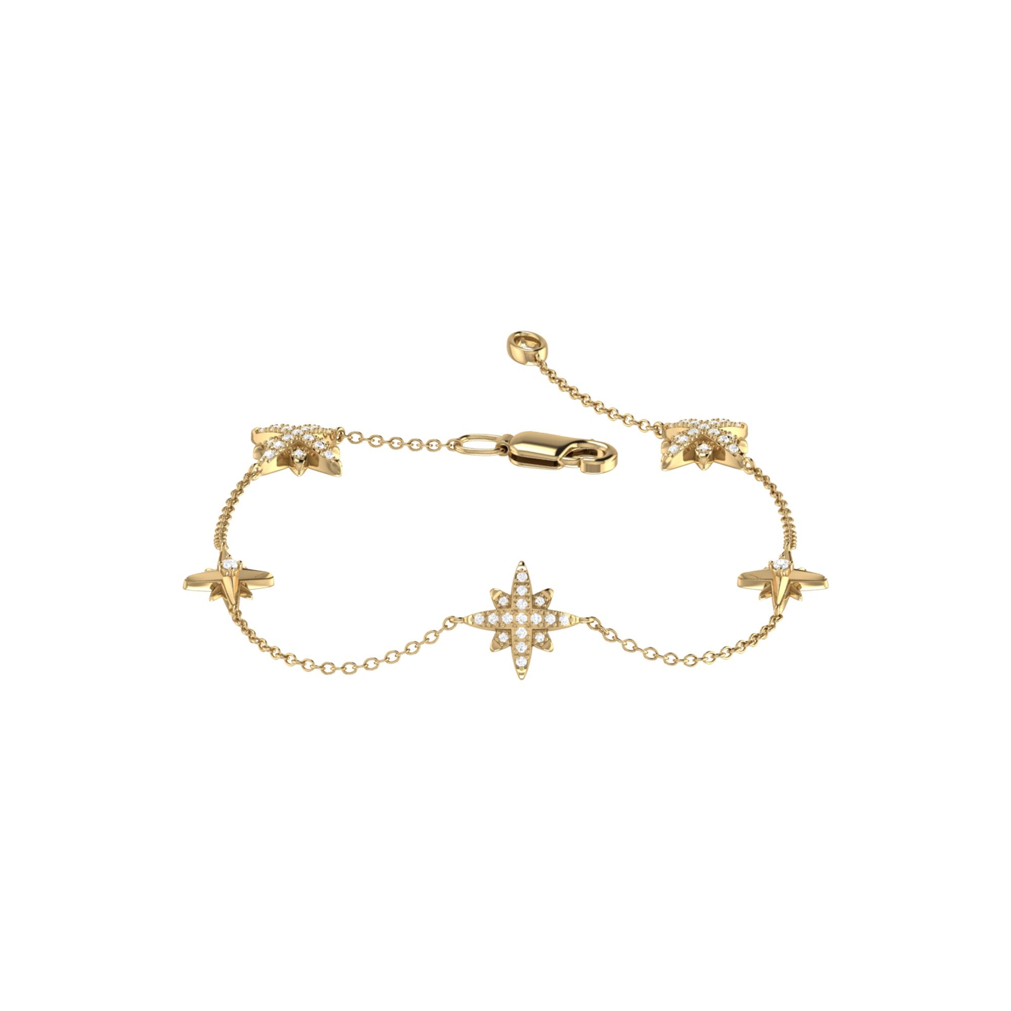 Starry Lane North Star Diamond Bracelet in 14K Yellow Gold Vermeil, featuring sparkling diamonds and a beautiful star design.