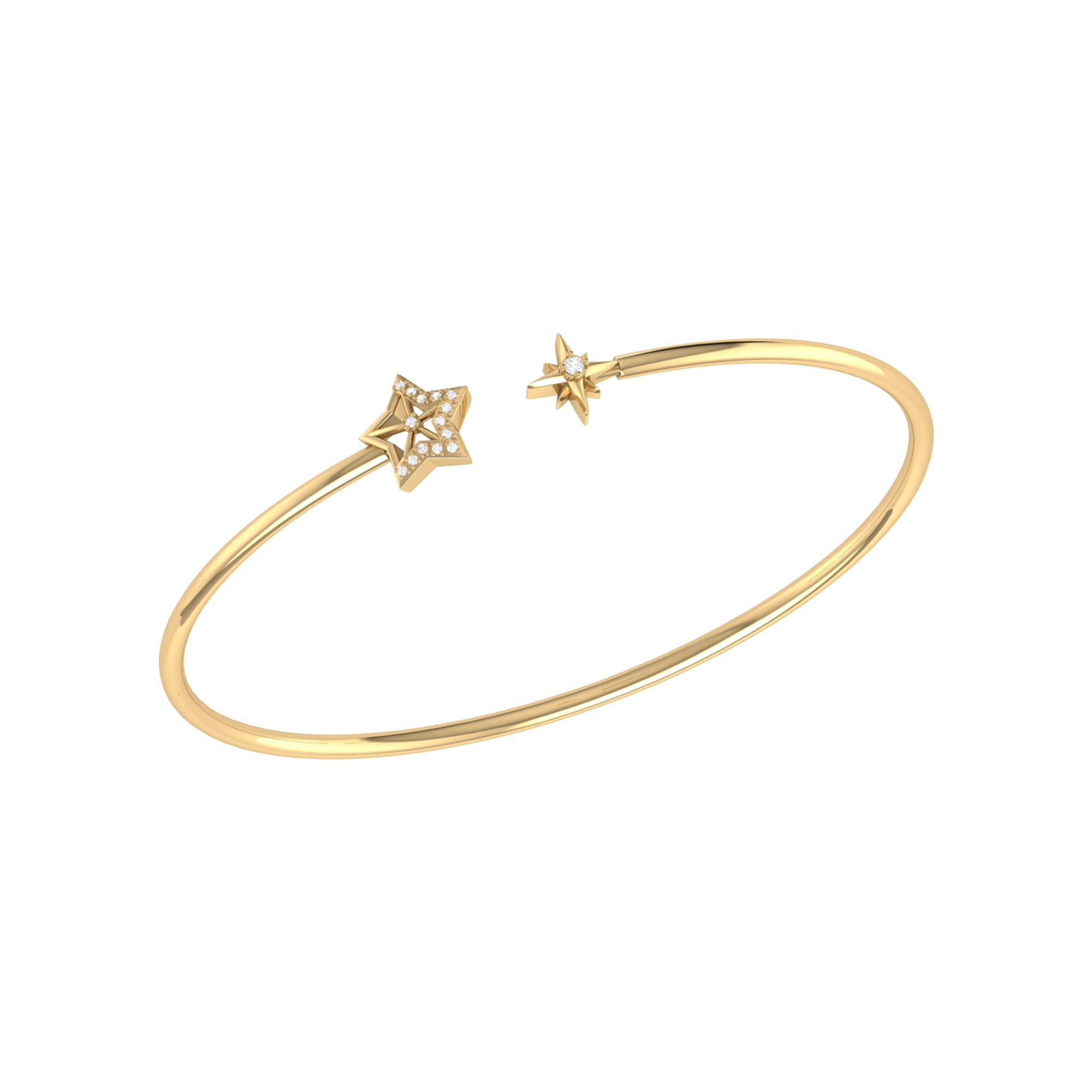 Starry Night Adjustable Diamond Cuff in 14K Yellow Gold Vermeil featuring genuine diamonds, elegantly designed for a luxurious look.