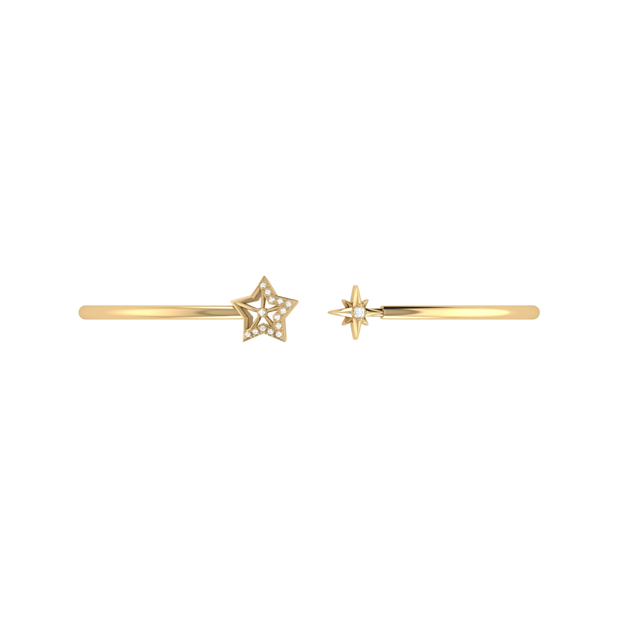 Starry Night Adjustable Diamond Cuff in 14K Yellow Gold Vermeil featuring genuine diamonds, elegantly designed for a luxurious look.