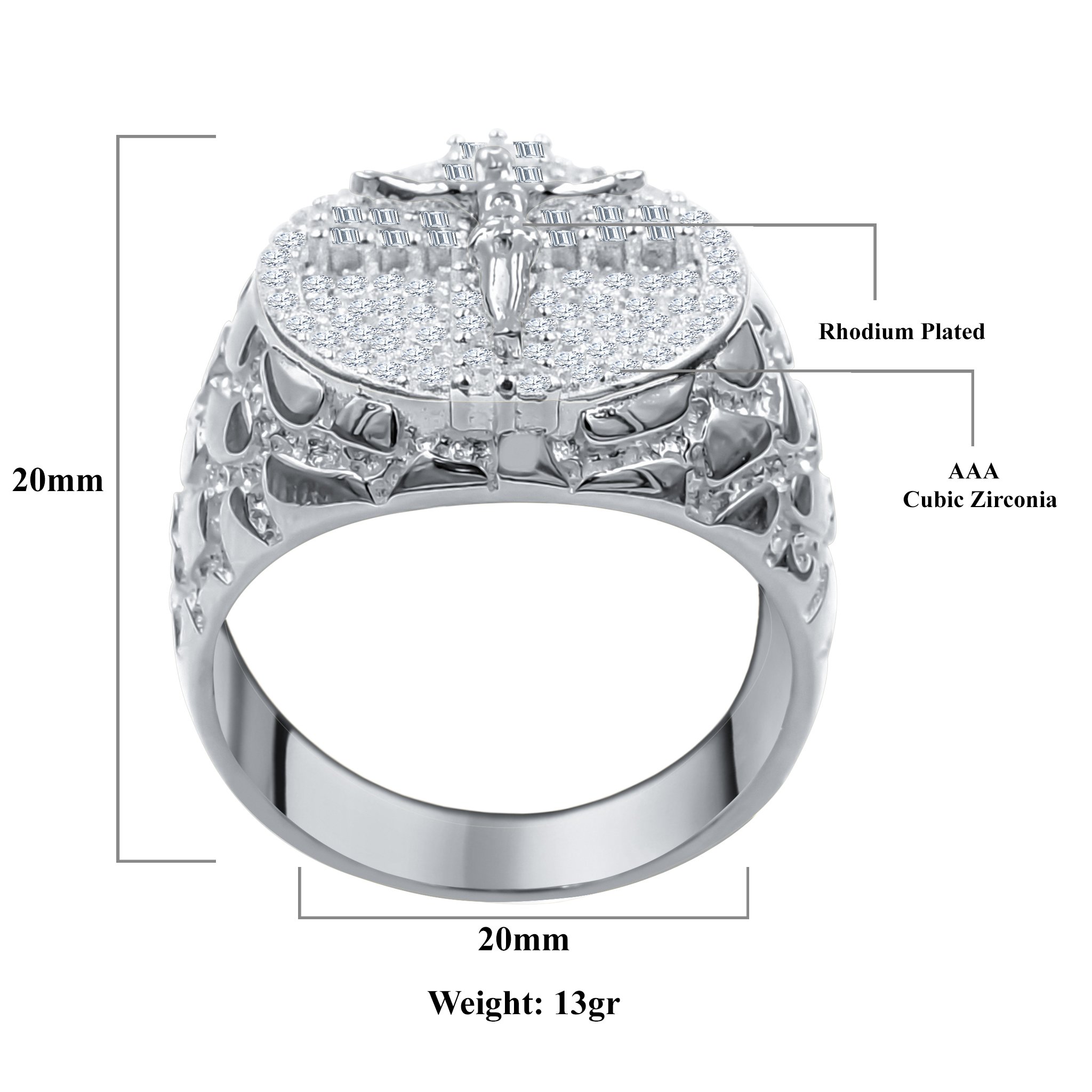 STAUNCH Silver Ring featuring a cubic design with sparkling cubic zirconia stones set in 925 sterling silver.