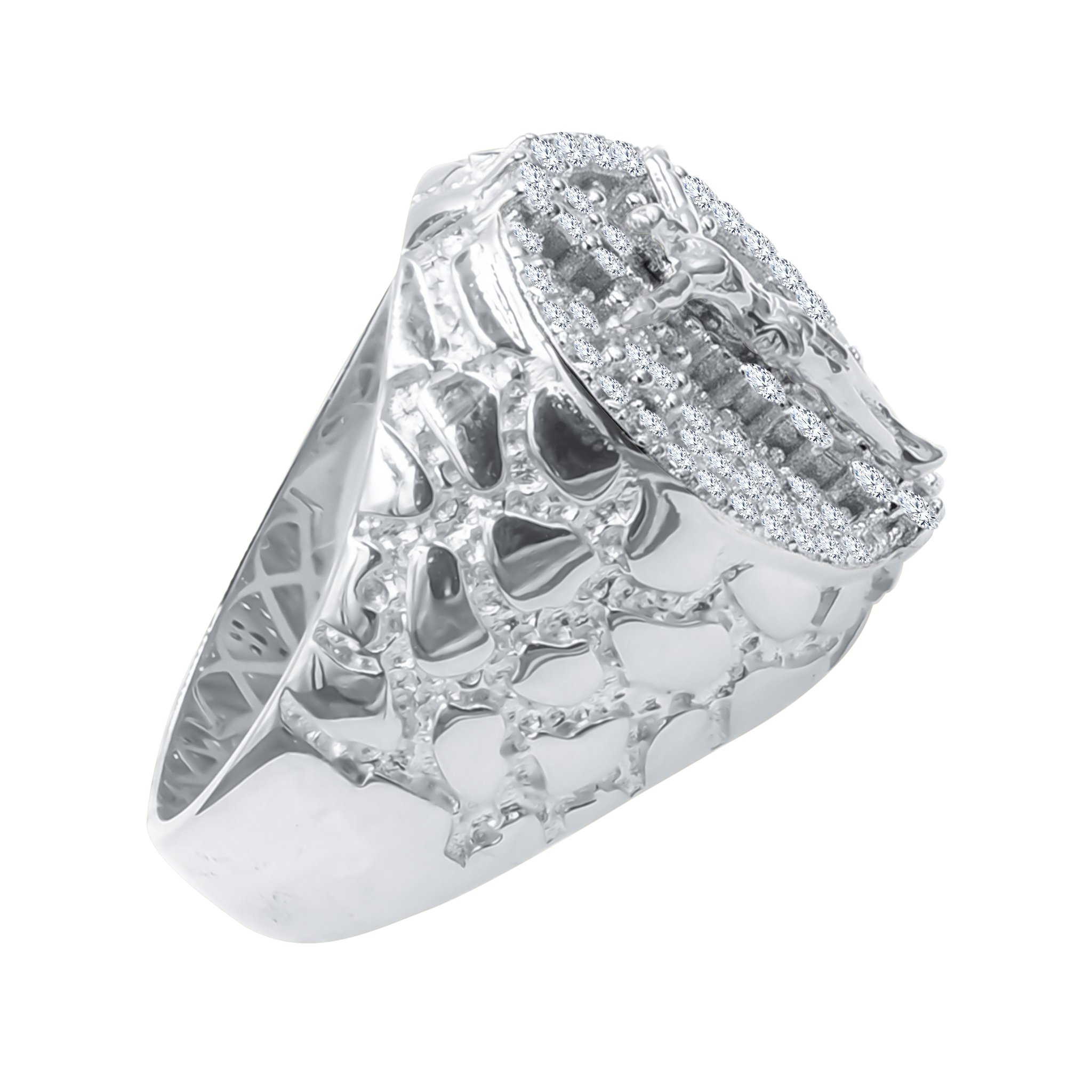 STAUNCH Silver Ring featuring a cubic design with sparkling cubic zirconia stones set in 925 sterling silver.