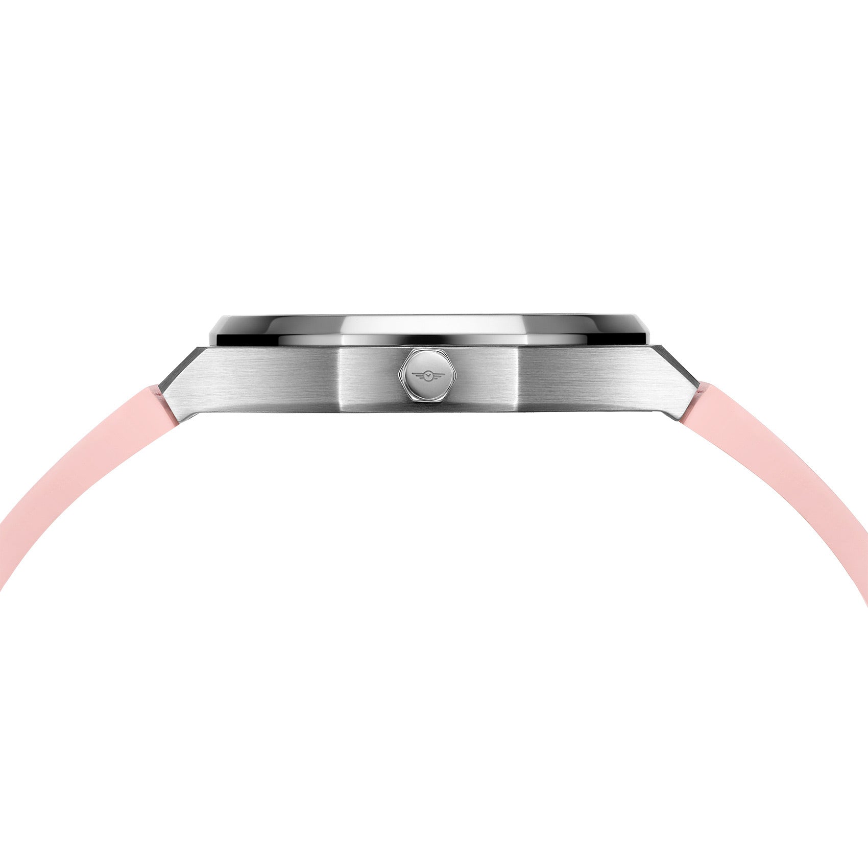 Stellar Silver - Blush watch featuring a stainless steel case, Sunray dial, and stud hour markers, perfect for elegant occasions.