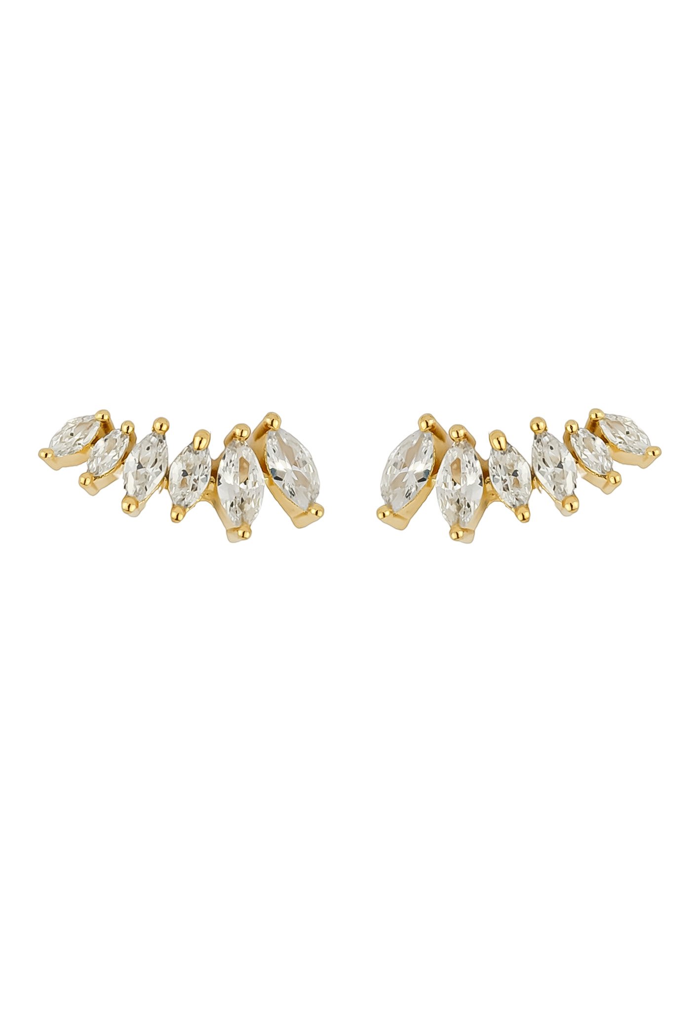 Elegant Stepping Stone Earrings, 18K gold-plated with zircon accents, lightweight and modern design for everyday wear.