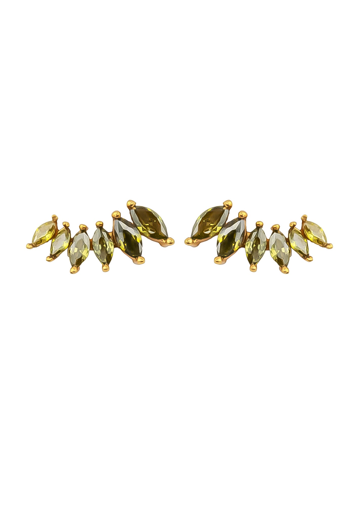 Elegant Stepping Stone Earrings, 18K gold-plated with zircon accents, lightweight and modern design for everyday wear.