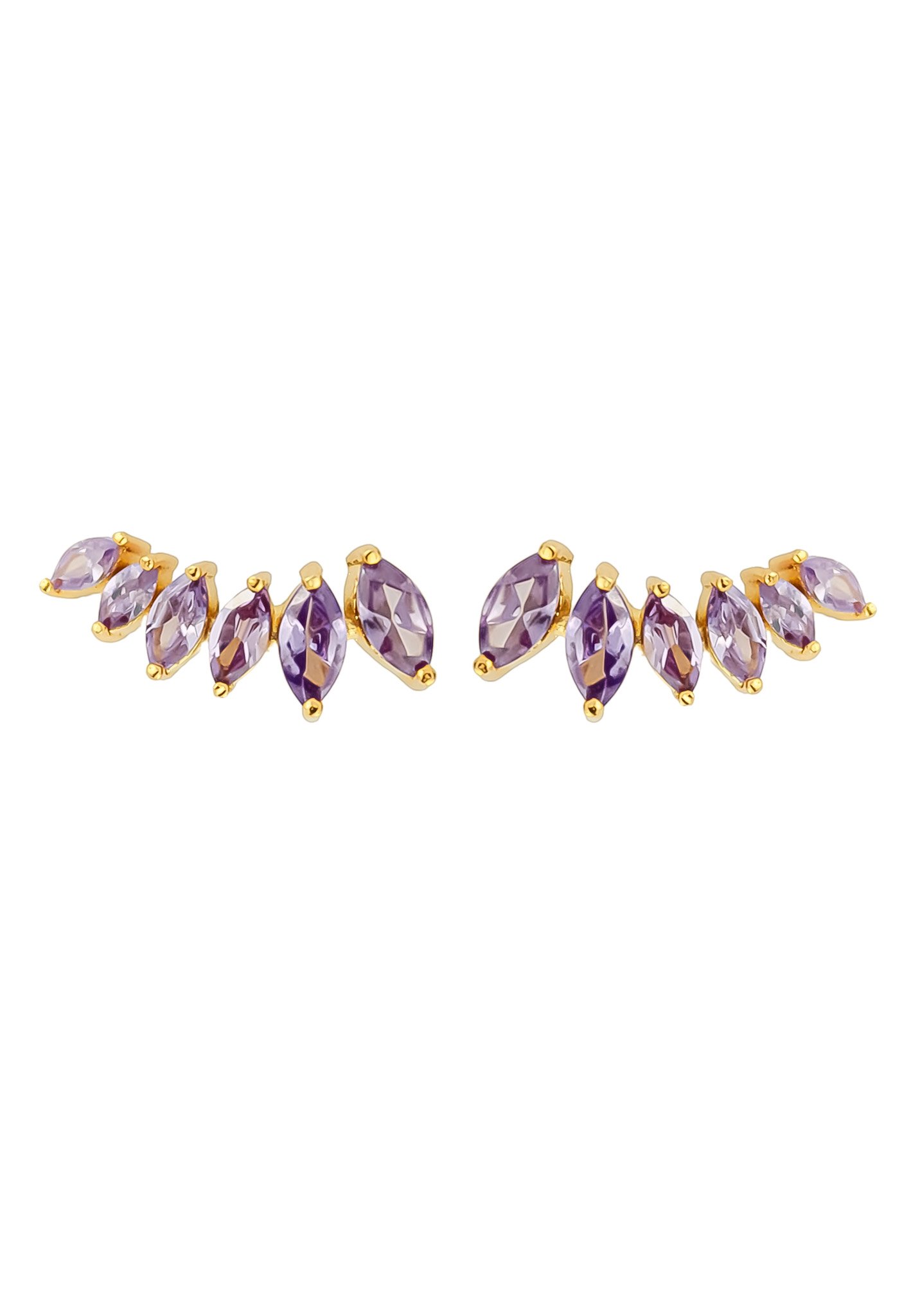 Elegant Stepping Stone Earrings, 18K gold-plated with zircon accents, lightweight and modern design for everyday wear.