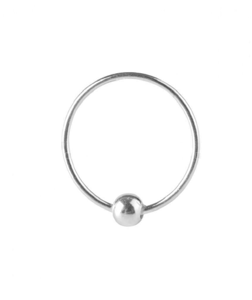 Elegant sterling silver nose ring with a secure ball closure, suitable for various piercings.