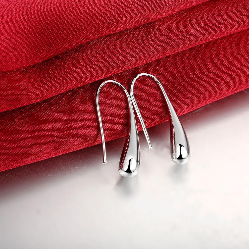 Sterling Silver Plated Waterdrop Hook Earrings in three colors, showcasing their elegant design and comfortable fit.