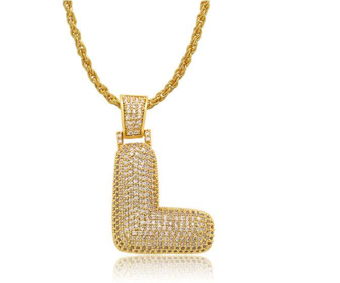 STILTR Steel Bubble Initial Necklace featuring a rhinestone-studded initial pendant on a 24-inch solid rope chain.