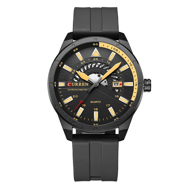 STILUS Curren Men's Leather Watch with round stylish dial and adjustable leather band, showcasing its elegant design and features.