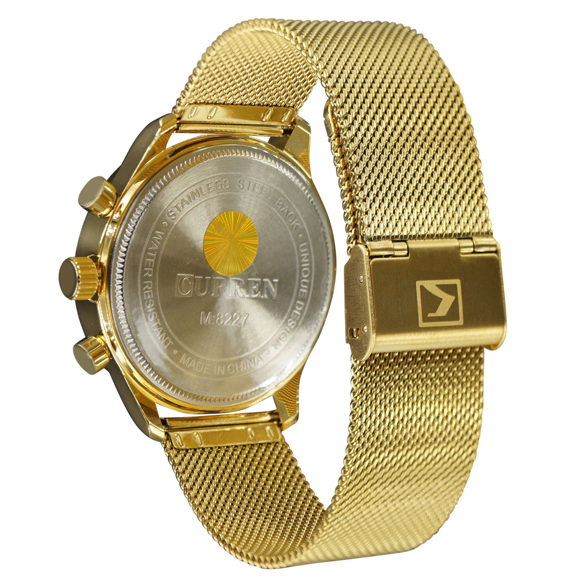 Stolio Classic Metal watch featuring stainless steel, decorative sub dials, and cubic zirconia embellishments.