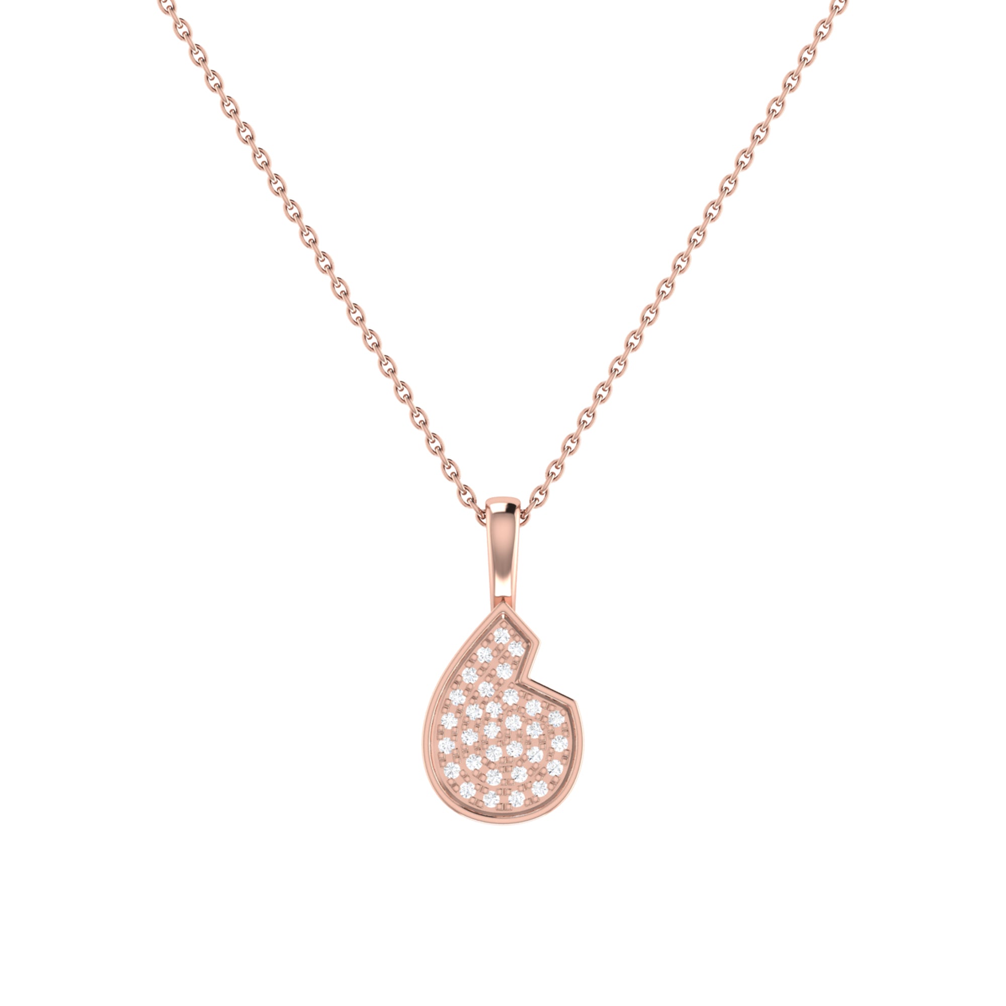 Street Cycle Open Teardrop Diamond Pendant in 14K Rose Gold Vermeil, featuring genuine diamonds and an elegant design on an 18-inch cable chain.