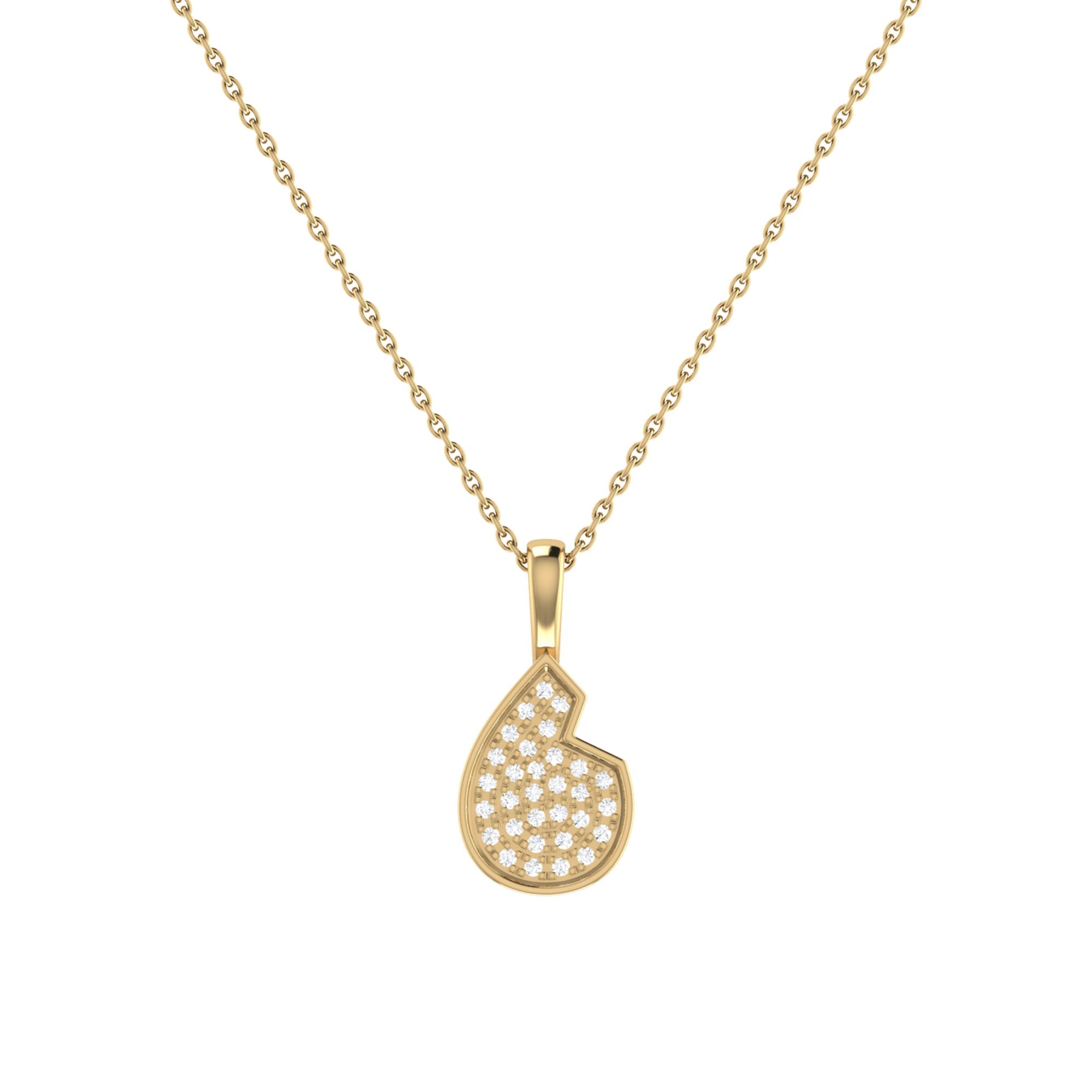 Street Cycle Open Teardrop Diamond Pendant in 14K Yellow Gold Vermeil, featuring genuine diamonds and a delicate design on an 18-inch cable chain.