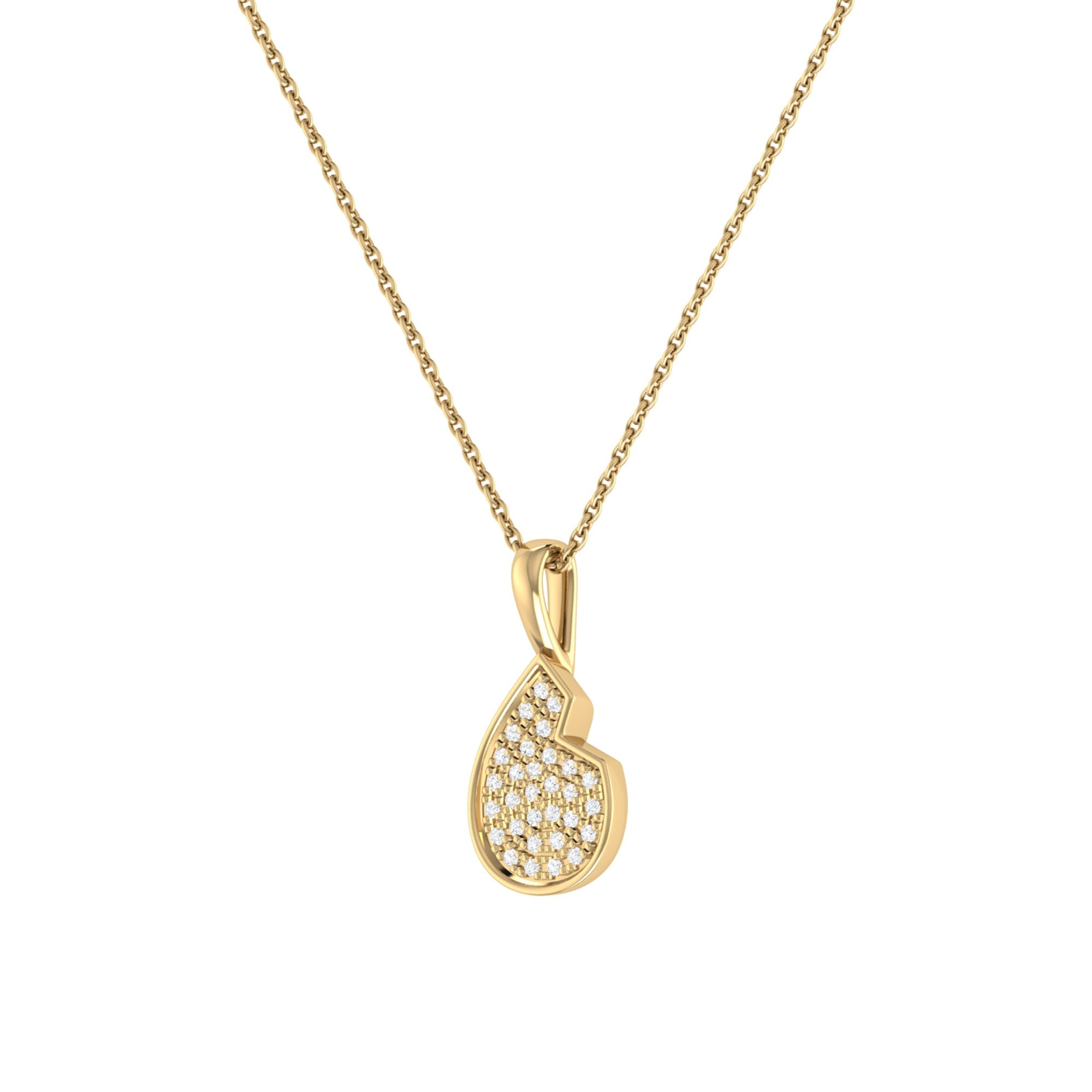 Street Cycle Open Teardrop Diamond Pendant in 14K Yellow Gold Vermeil, featuring genuine diamonds and a delicate design on an 18-inch cable chain.