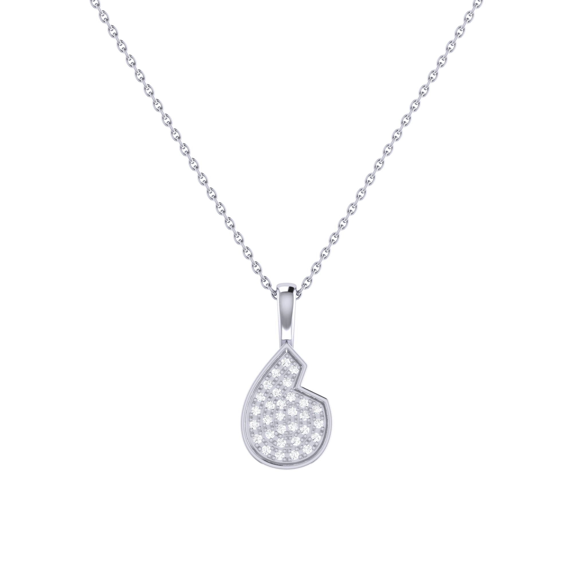 Street Cycle Open Teardrop Diamond Pendant in Sterling Silver, featuring a teardrop design with micro pave set diamonds, displayed on an 18-inch cable chain.