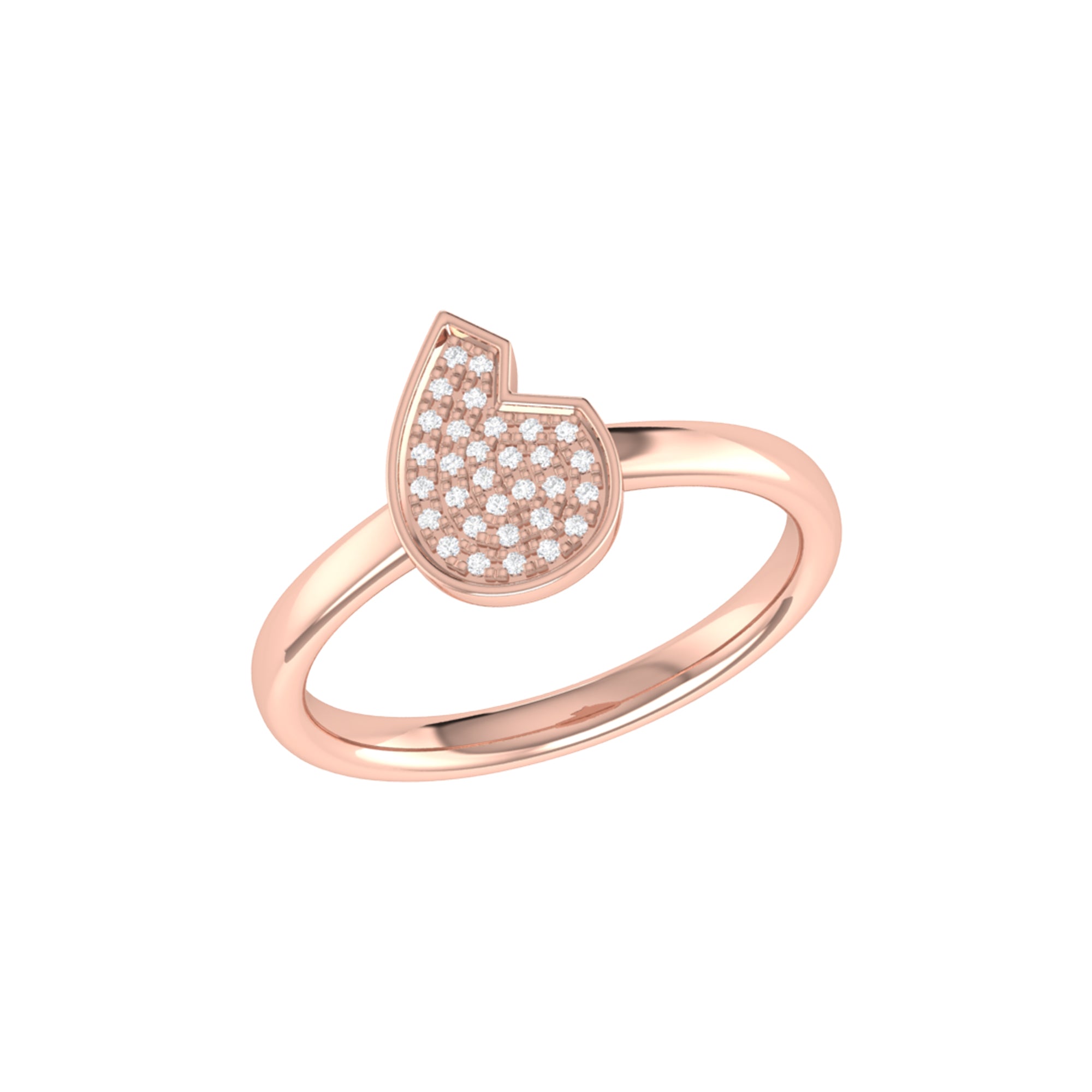 Street Cycle Open Teardrop Diamond Ring in 14K Rose Gold Vermeil, featuring a delicate design with genuine diamonds set in a micro pave style.