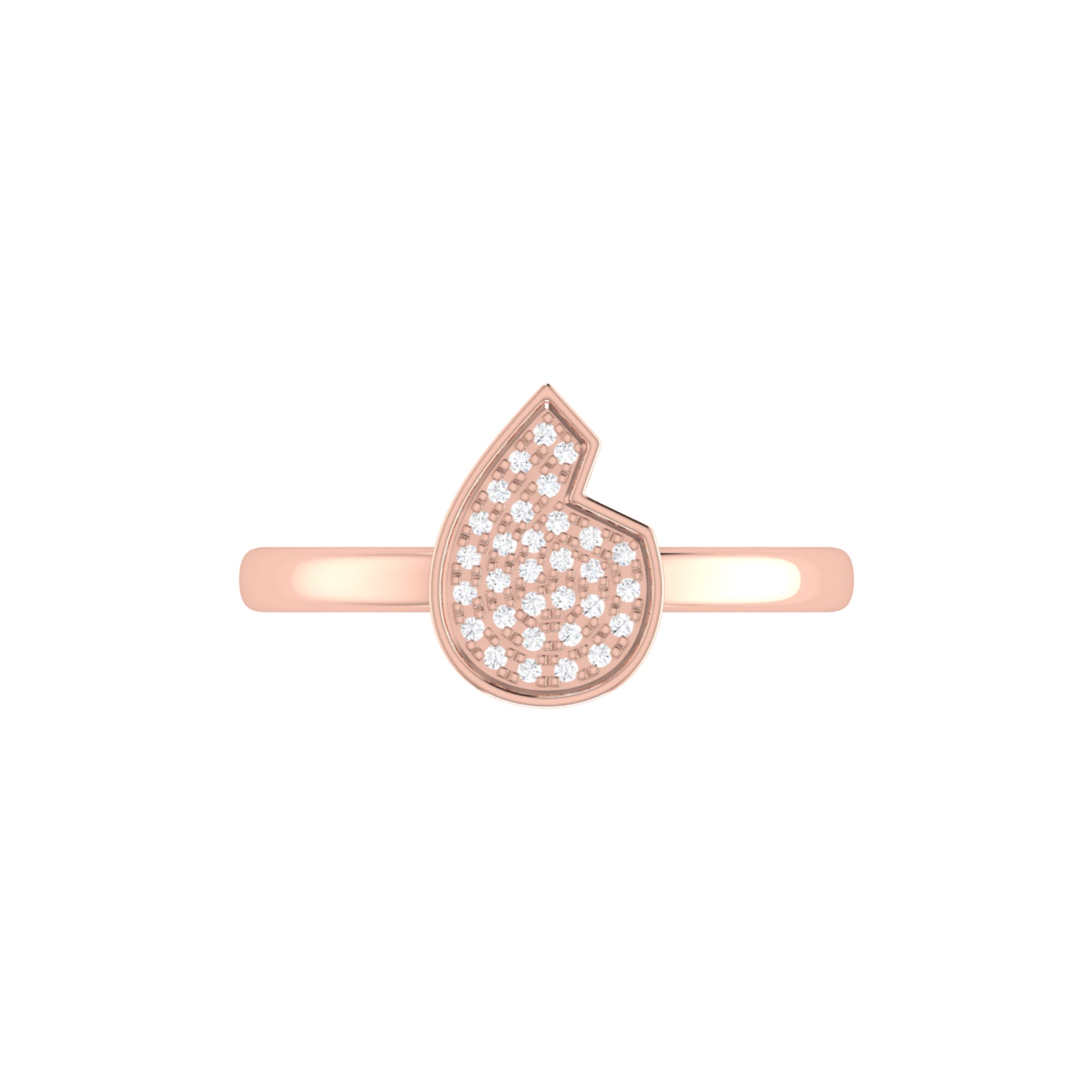 Street Cycle Open Teardrop Diamond Ring in 14K Rose Gold Vermeil, featuring a delicate design with genuine diamonds set in a micro pave style.