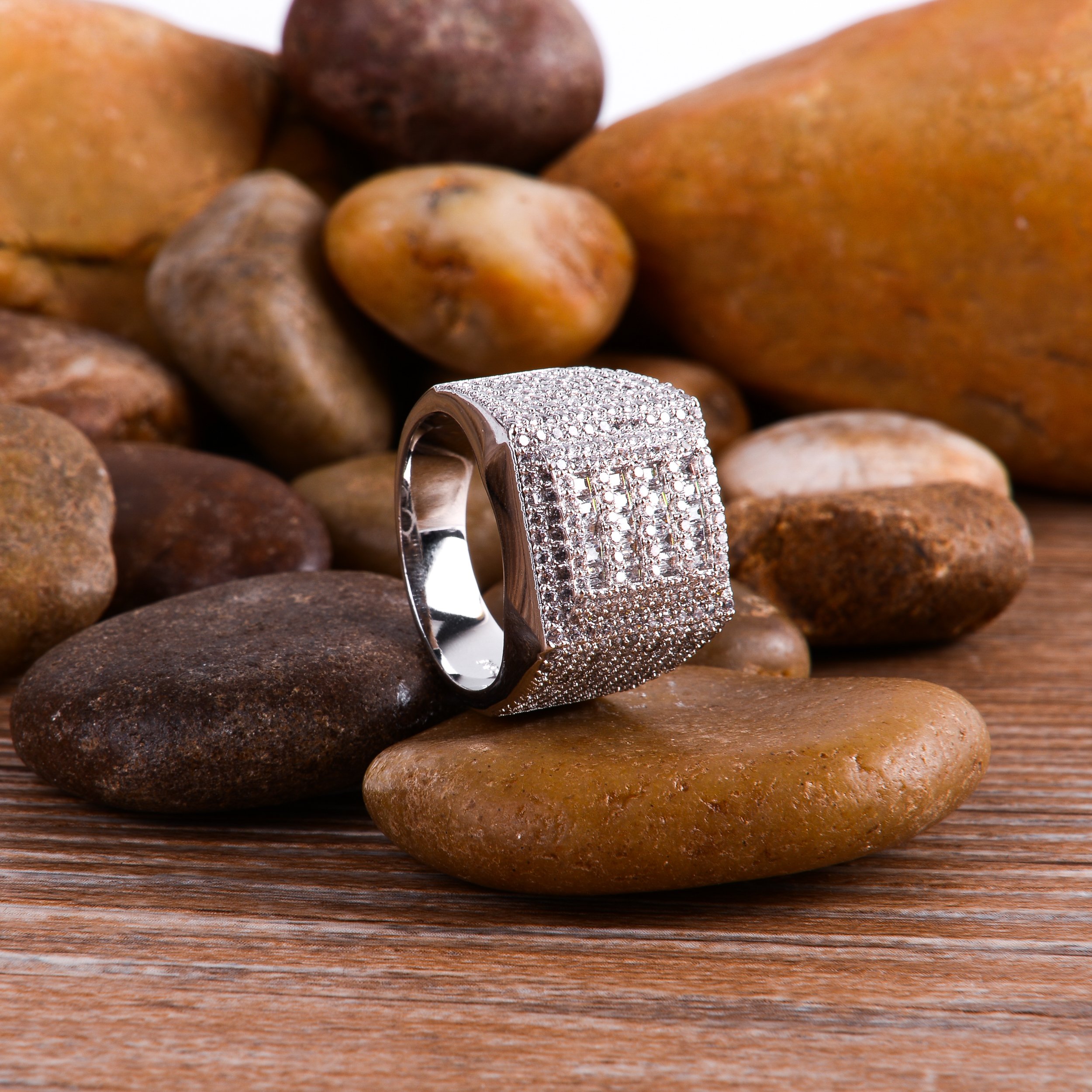 A beautiful STRIDE 925 Silver Ring featuring micro-pave CZ stones, showcasing its elegant design and high-quality craftsmanship.