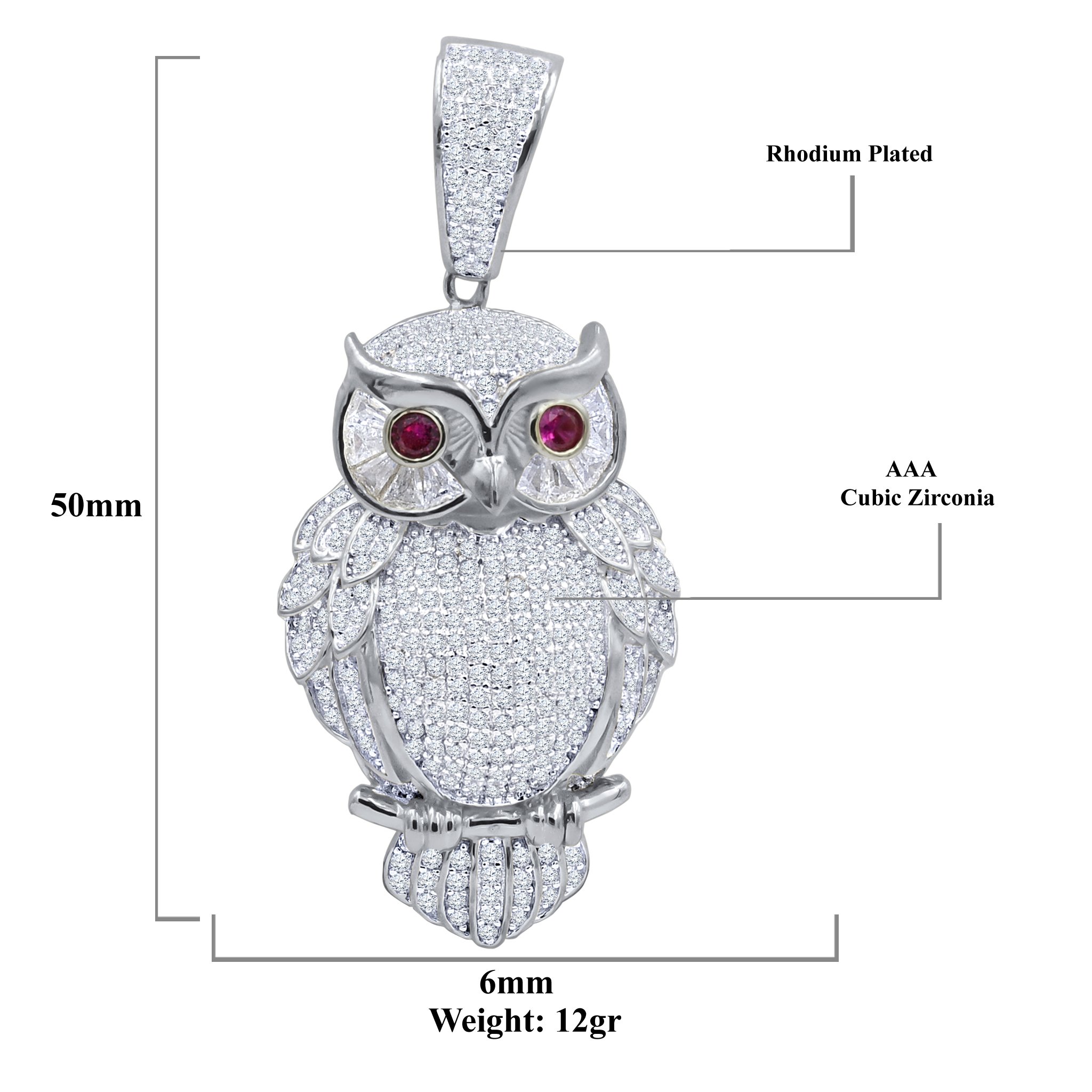 STRIX PENDANT I 9215971 featuring an intricate owl design in 925 sterling silver with sparkling cubic zircon eyes.