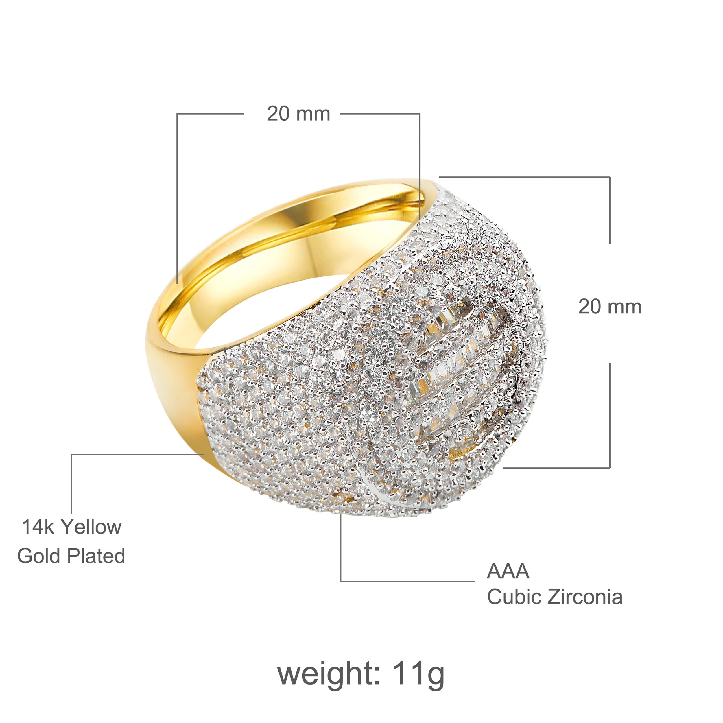 STRUT 925 Silver Ring featuring micro-pave CZ stones, elegantly designed with a prong setting.